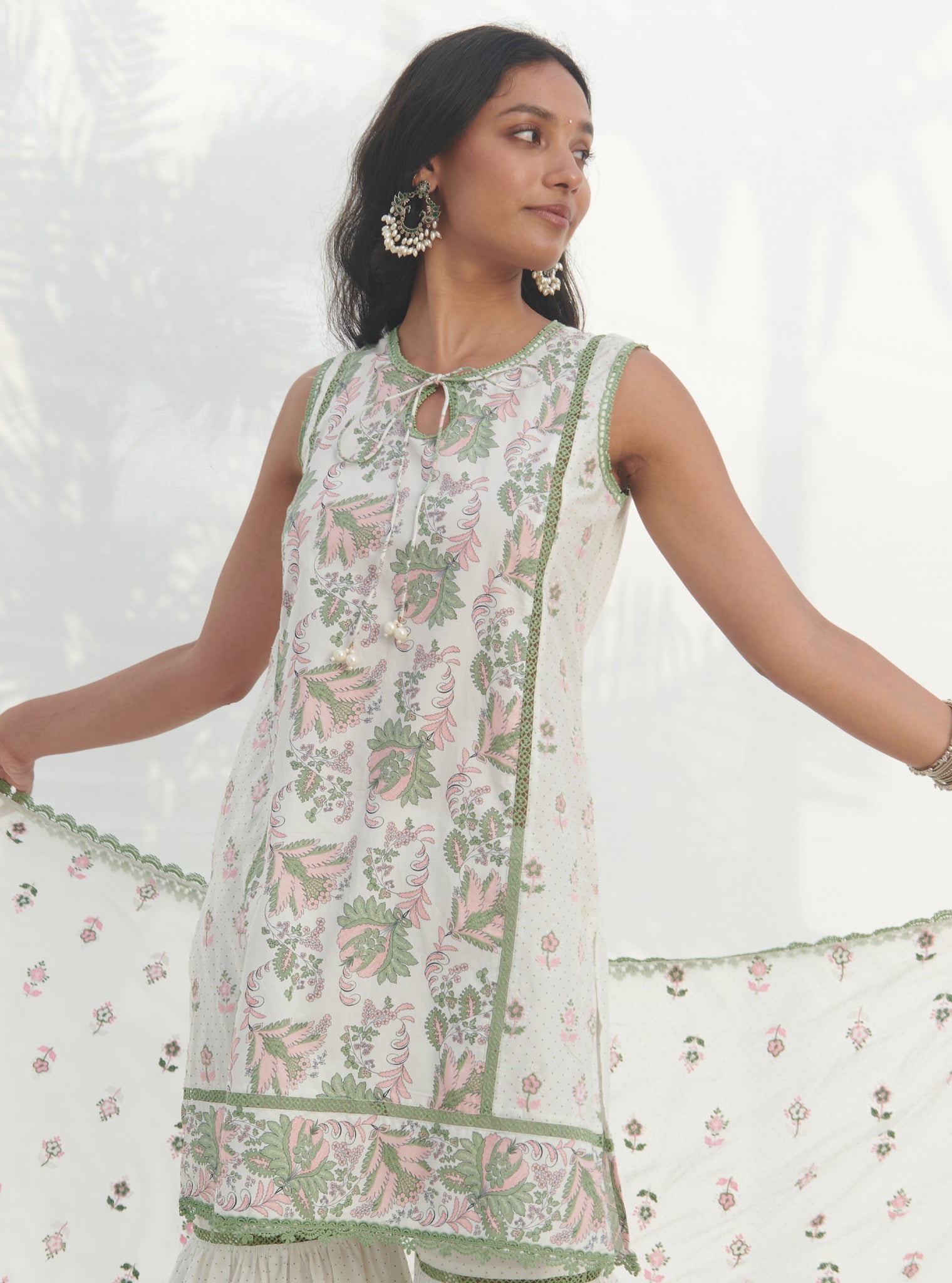 Sakura Supima Cotton Green Kurta Set