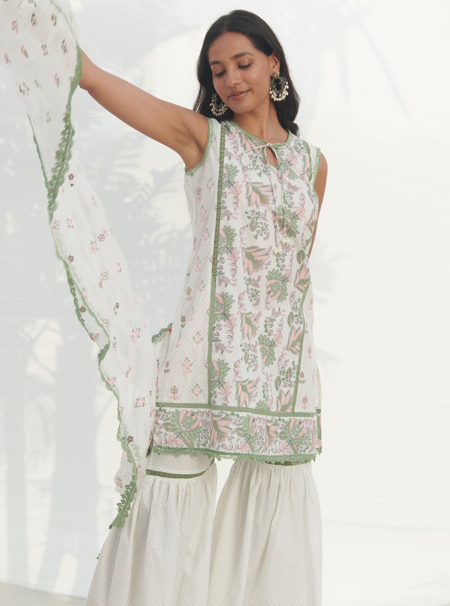 Sakura Supima Cotton Green Kurta Set