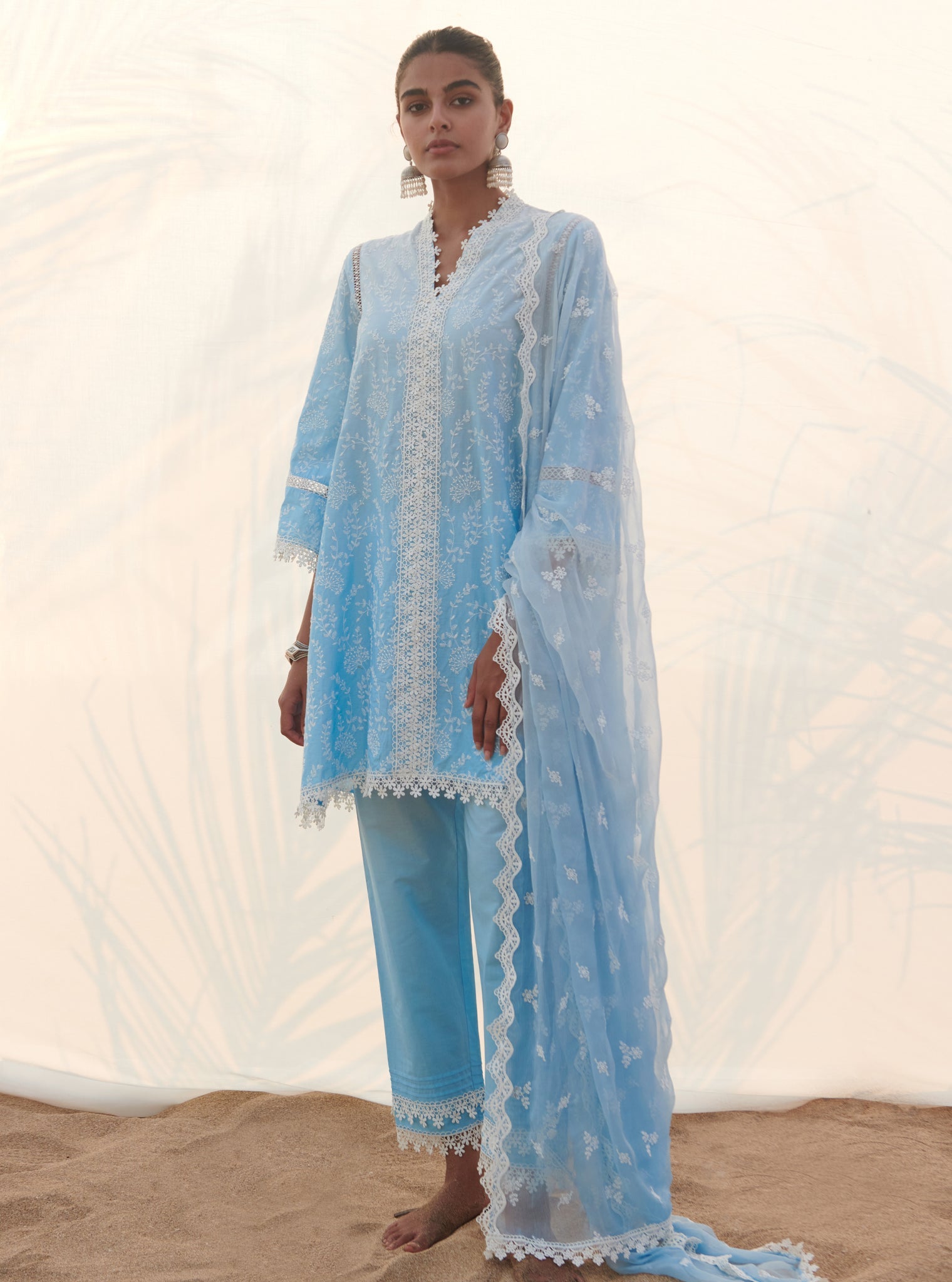 Santona Supima Cotton Blue Kurta Set