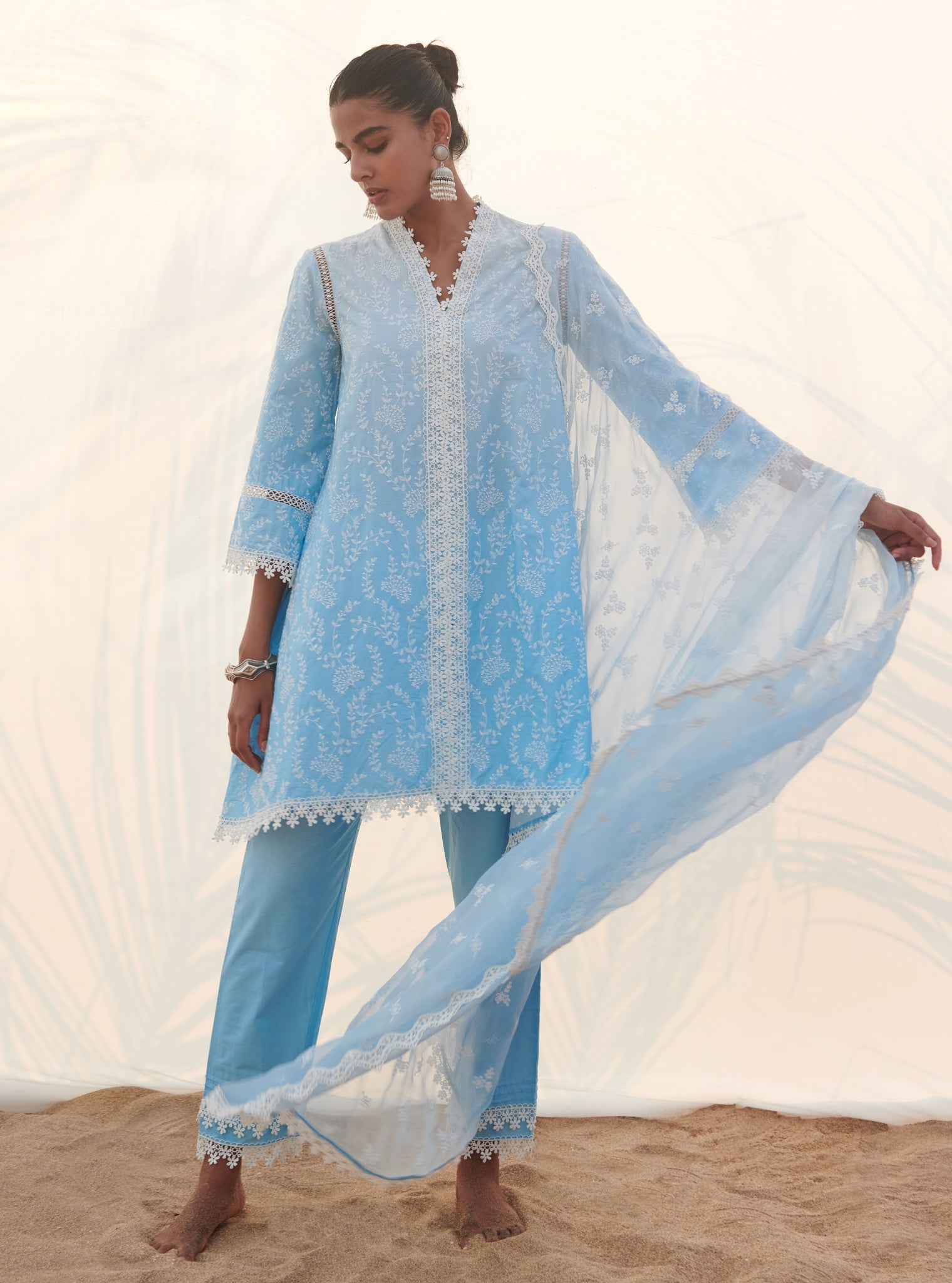 Mulmul Supima Cotton Mayem Blue Dupatta