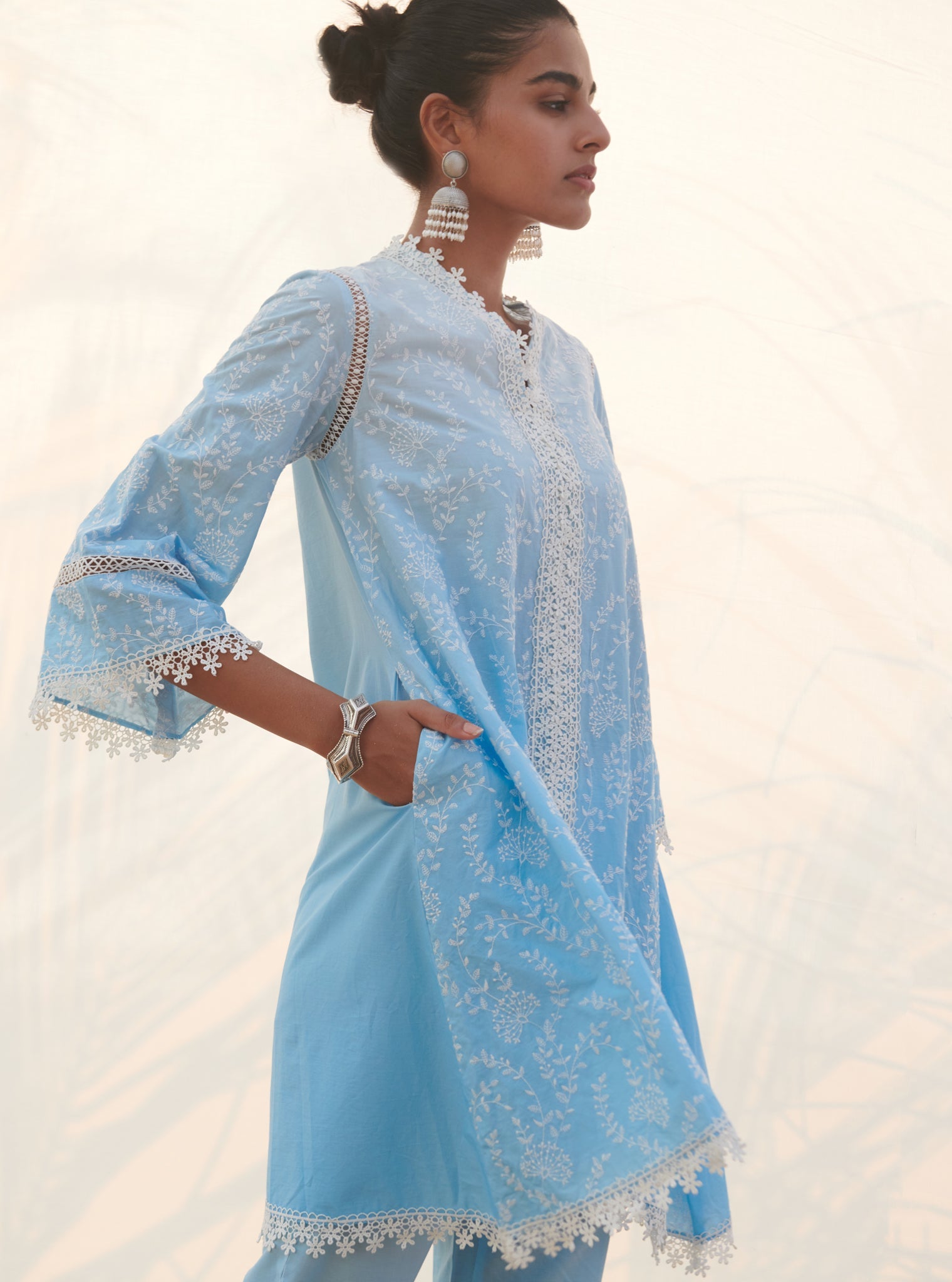 Santona Supima Cotton Blue Kurta Set