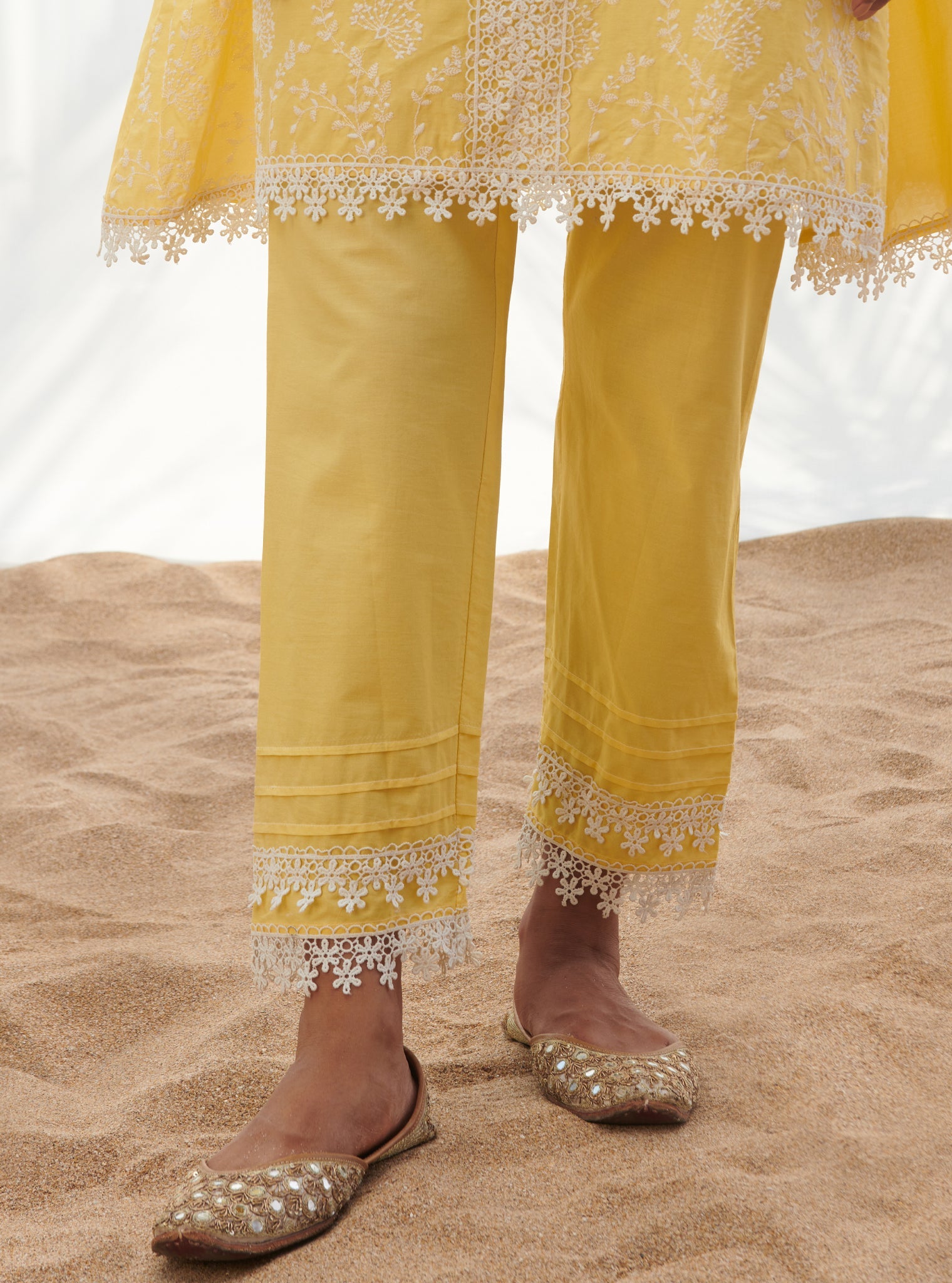 Santona Supima Cotton Yellow Kurta Set