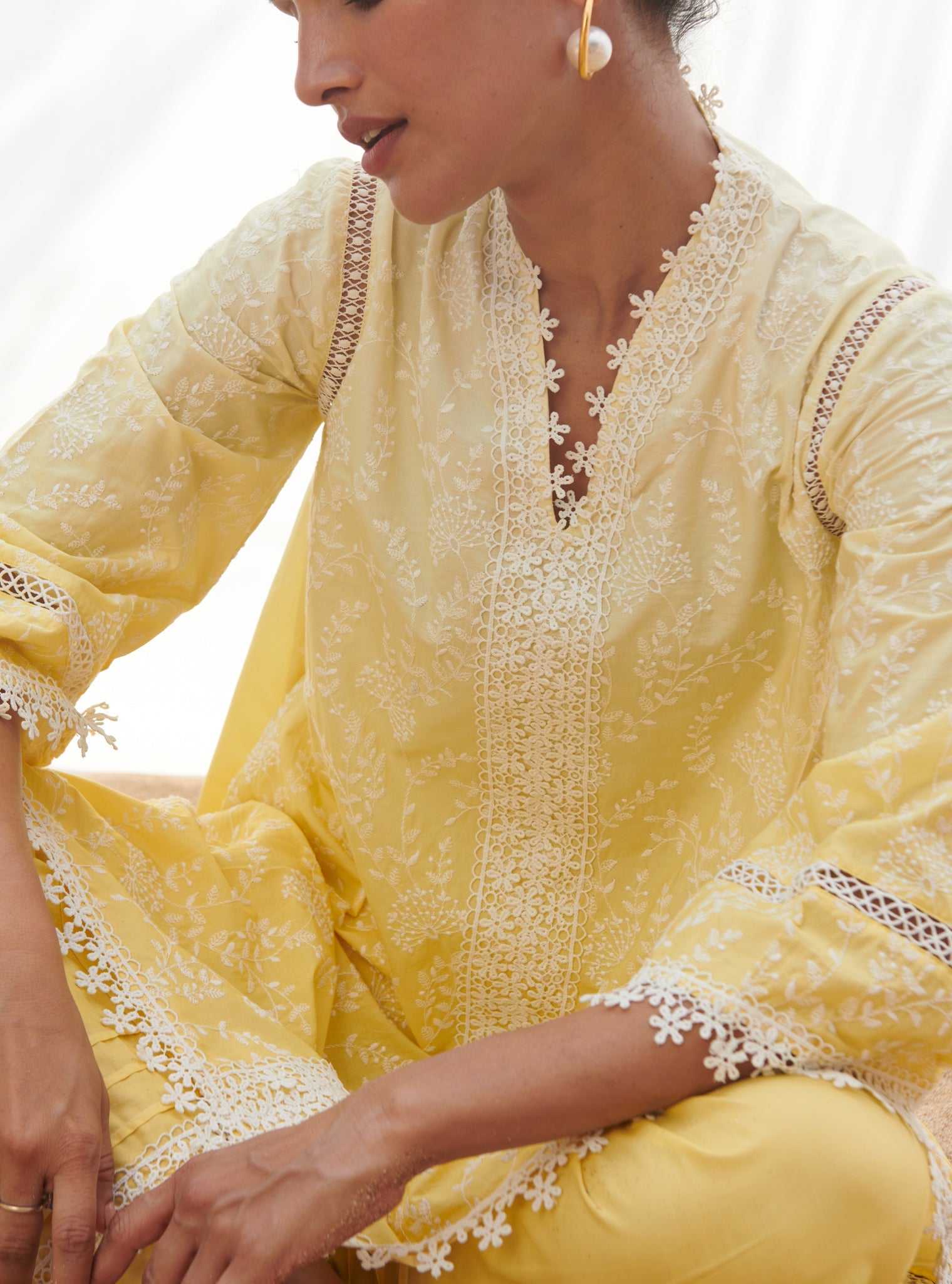 Santona Supima Cotton Yellow Kurta Set