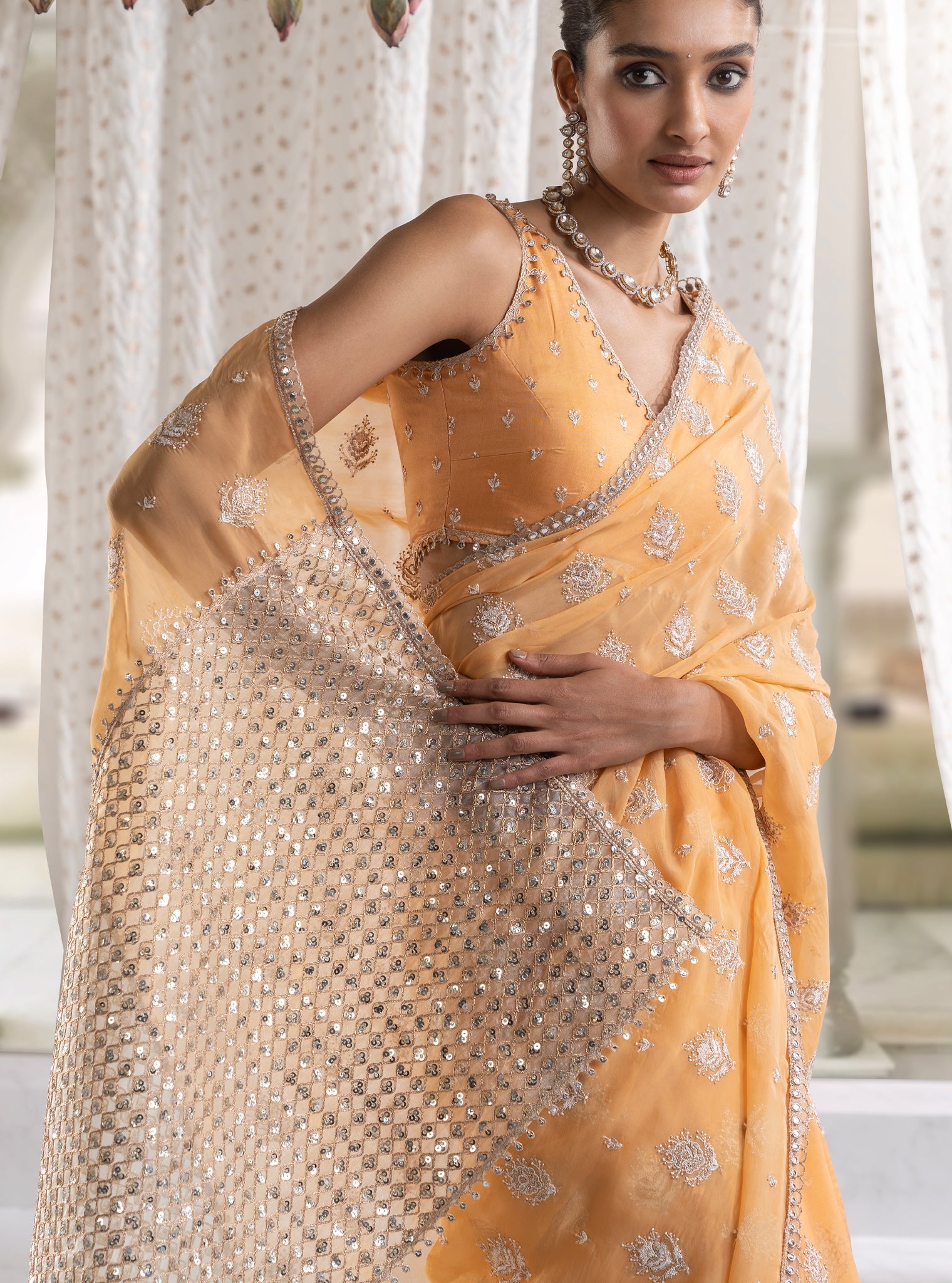 Savani Organza Orange Saree