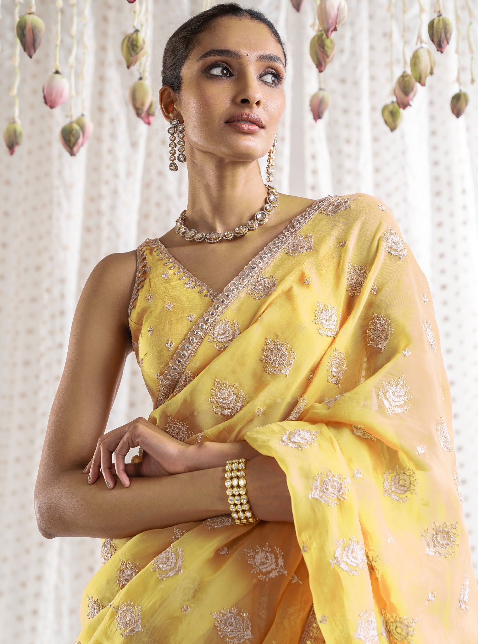 Savani Organza Yellow Saree