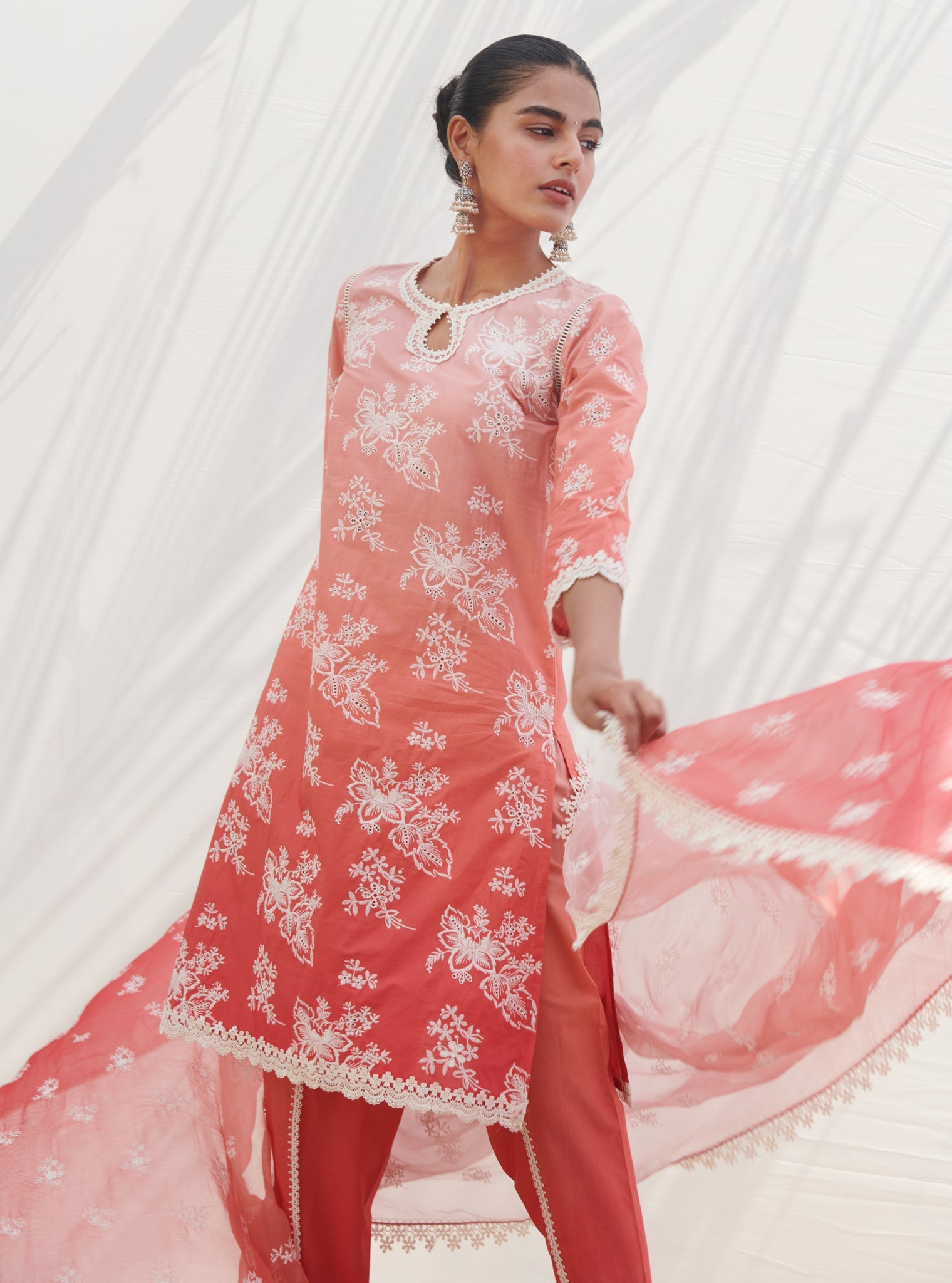 Savri Supima Cotton Red Kurta Set