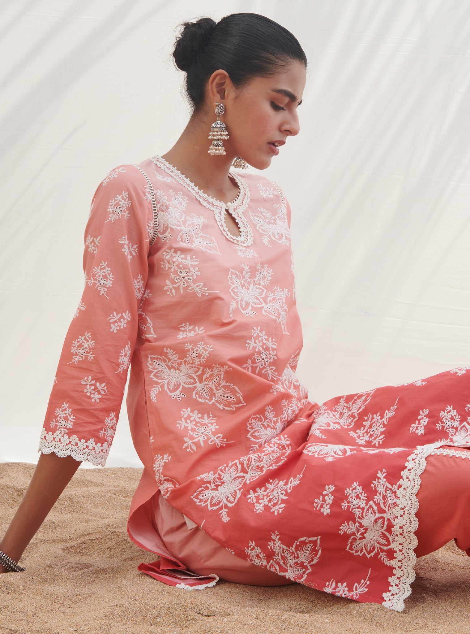 Savri Supima Cotton Red Kurta Set