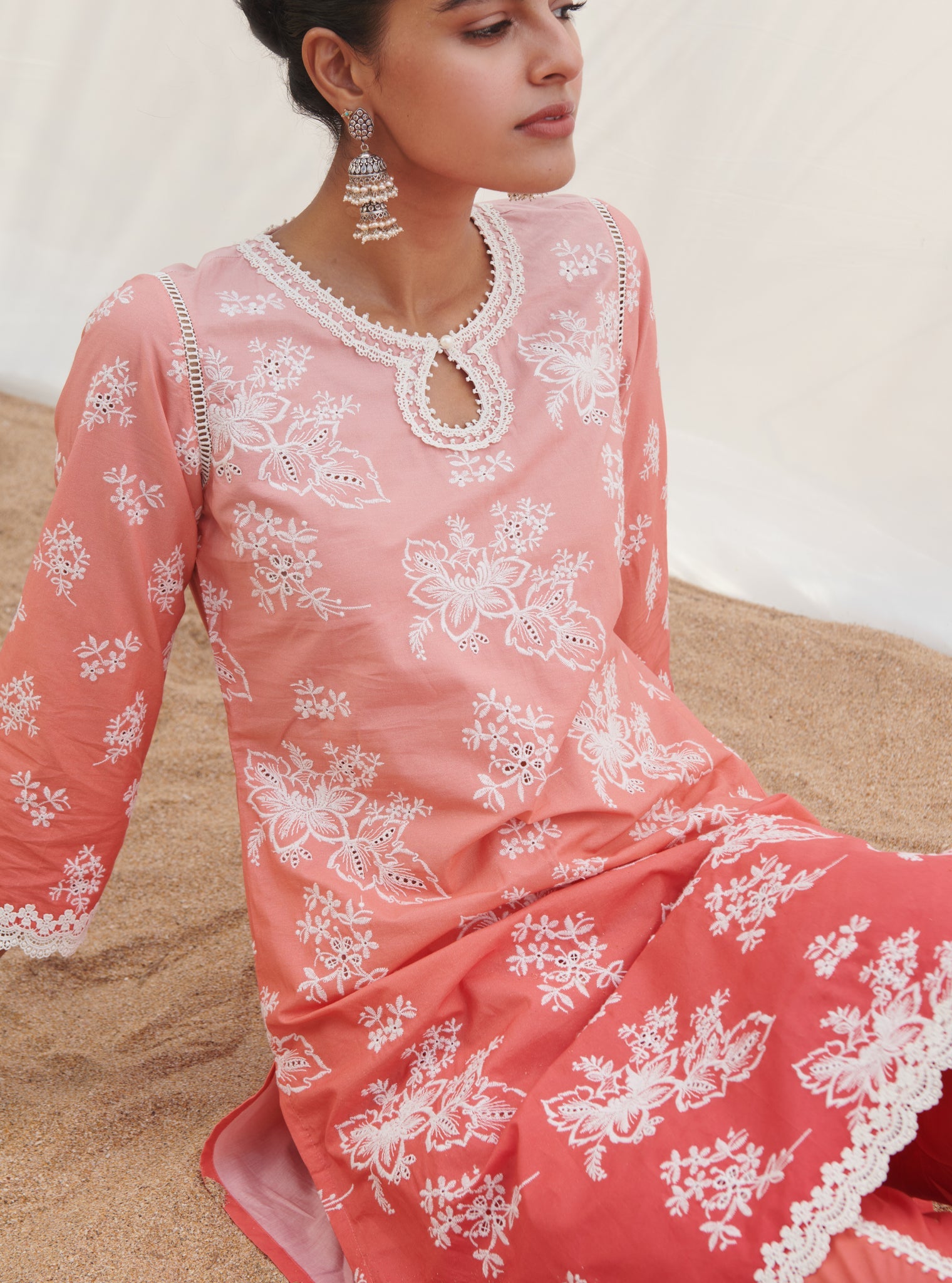 Savri Supima Cotton Red Kurta Set