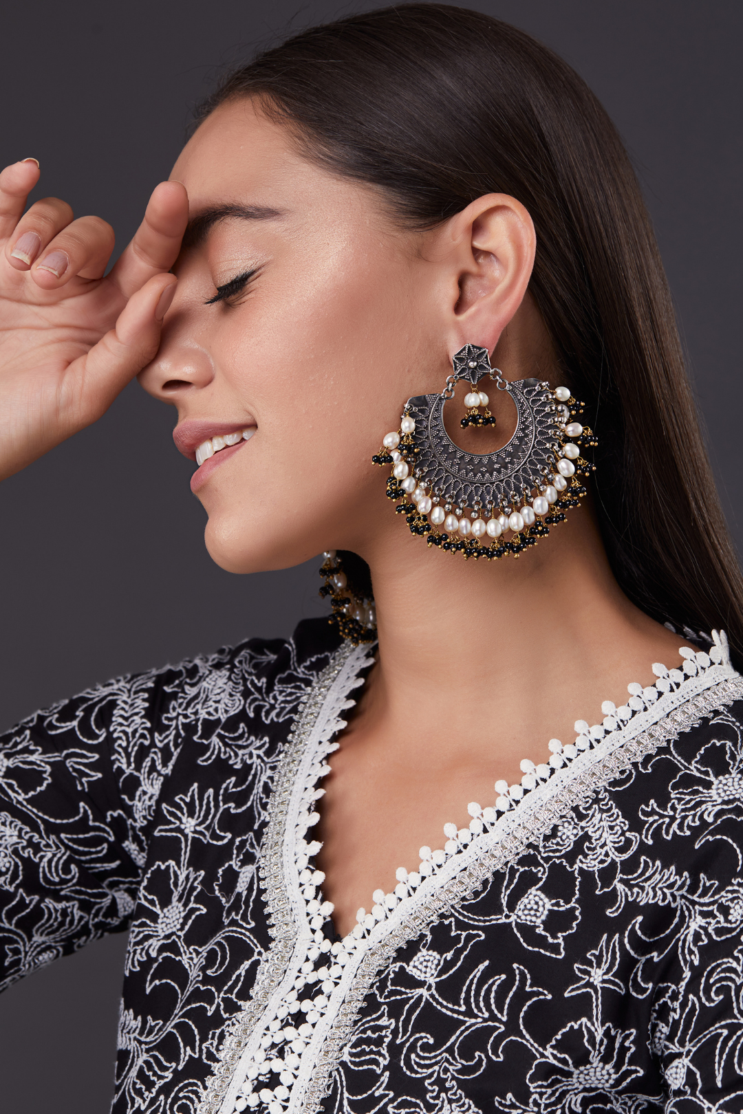 Pure Silver Midnight Zuhara Chandbalis