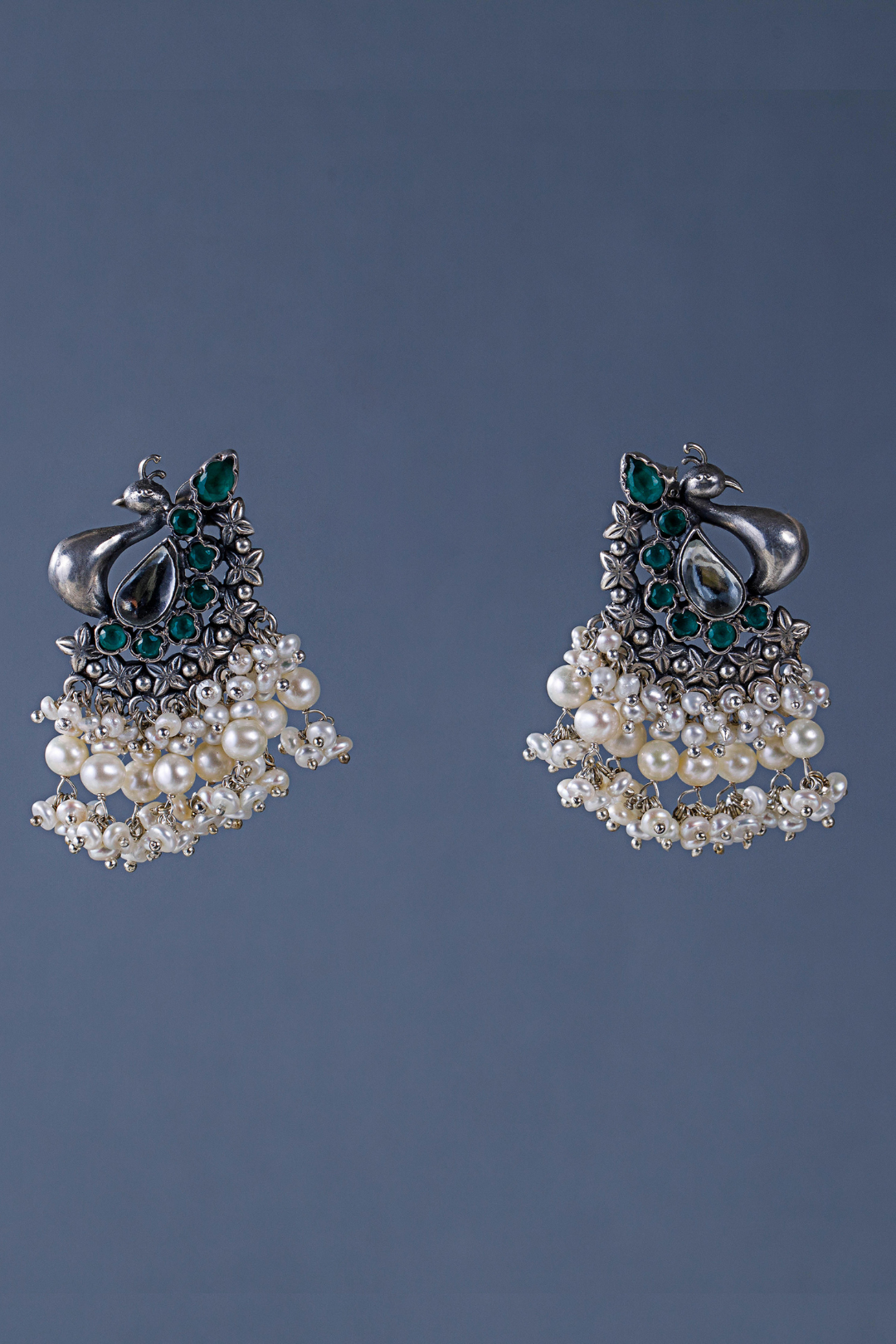 Pure Silver Peacock Pearl Earrings