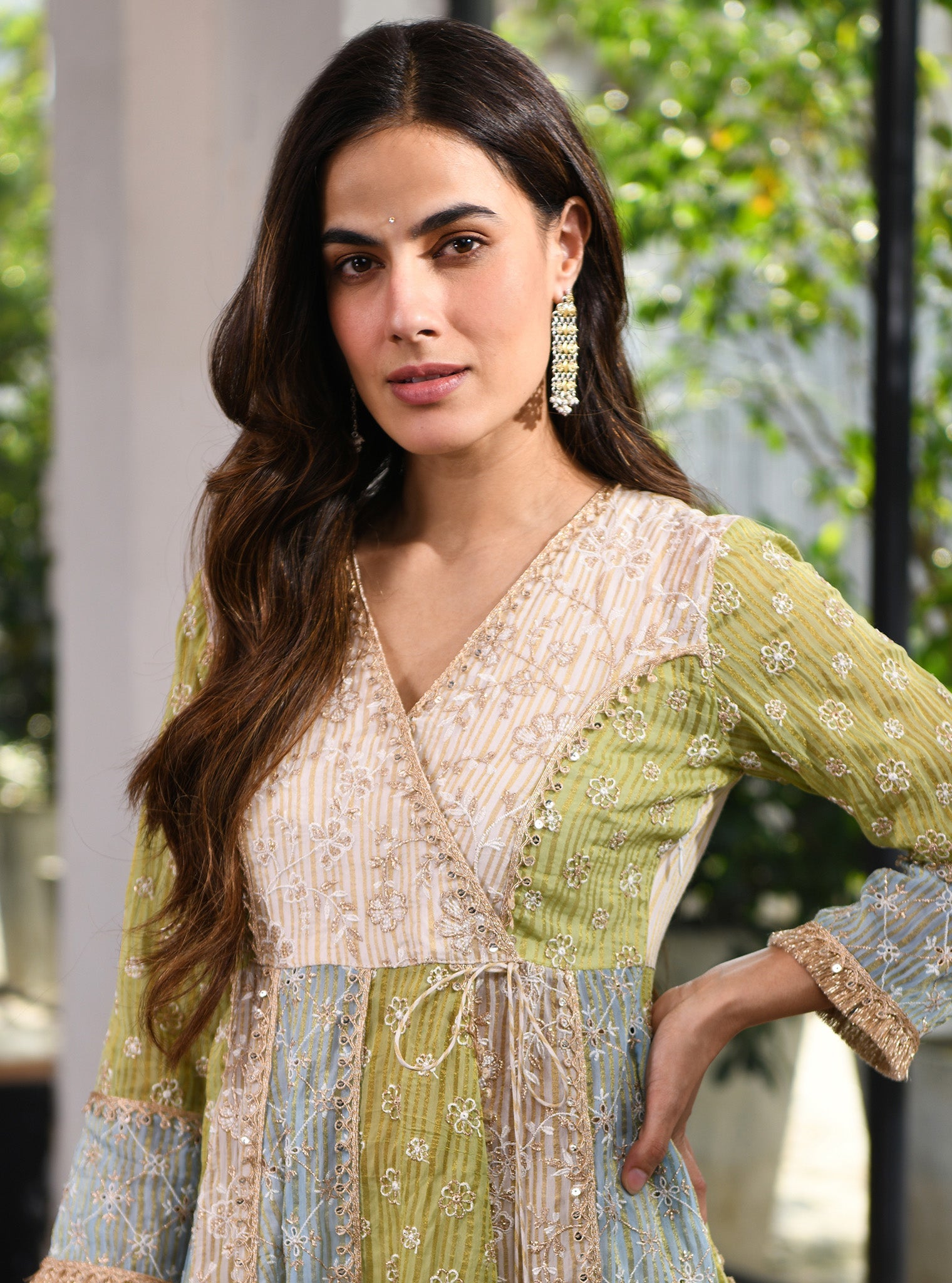 Sailsbury Banarsi Green Anarkali Kurta Set