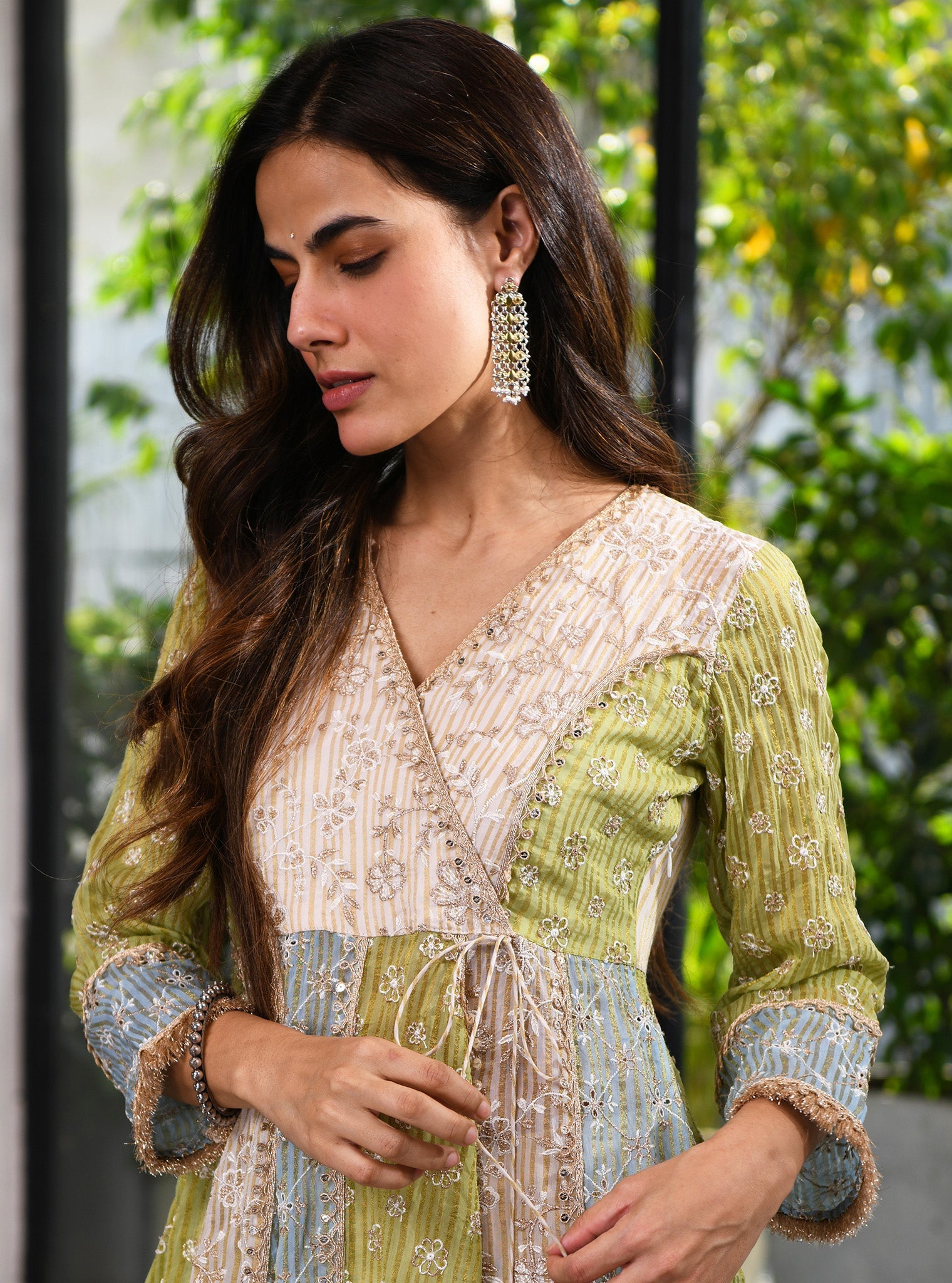 Sailsbury Banarsi Green Anarkali Kurta Set