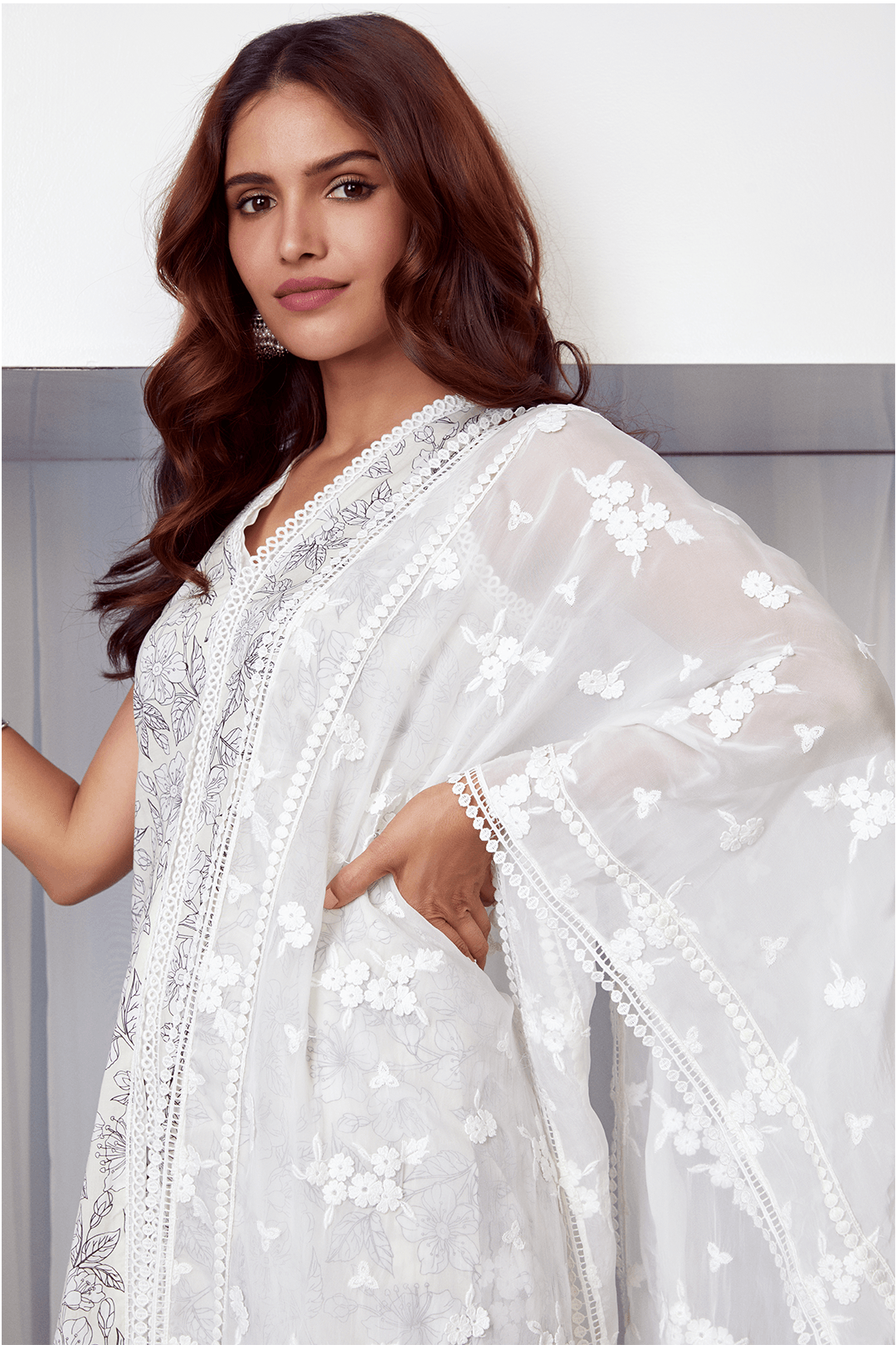 Salone Supima Cotton Off White Kurta with Palazzo Set