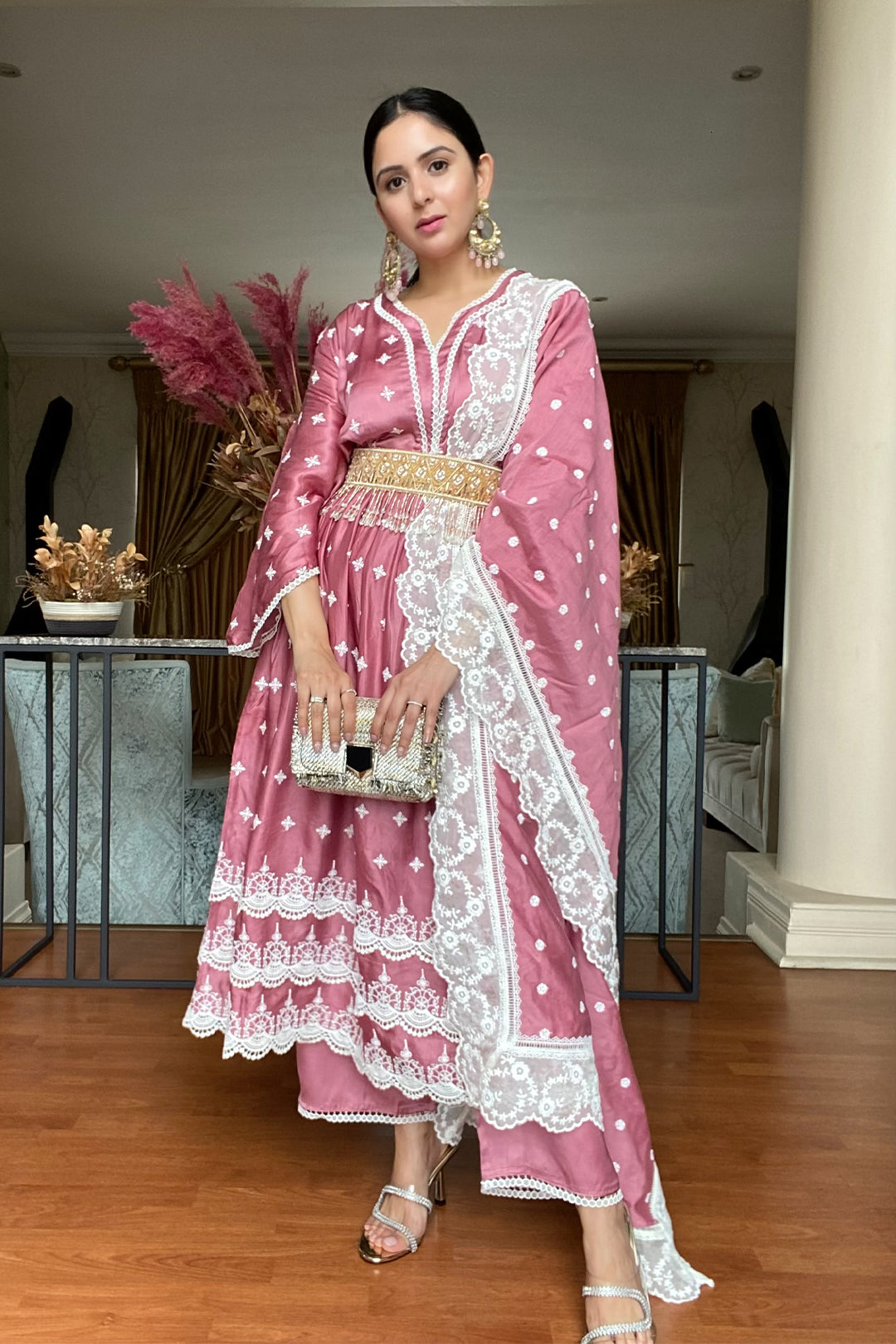 Albany Cupro Silk Mauve Kurta Set