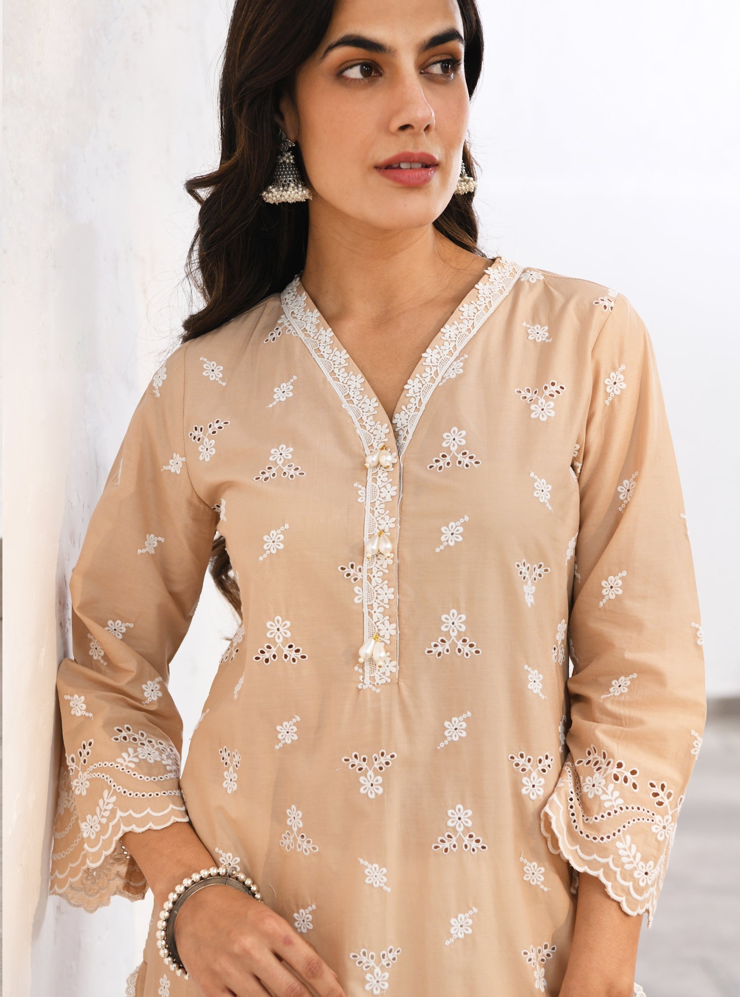 Satari Supima Cotton Beige Kurta Set
