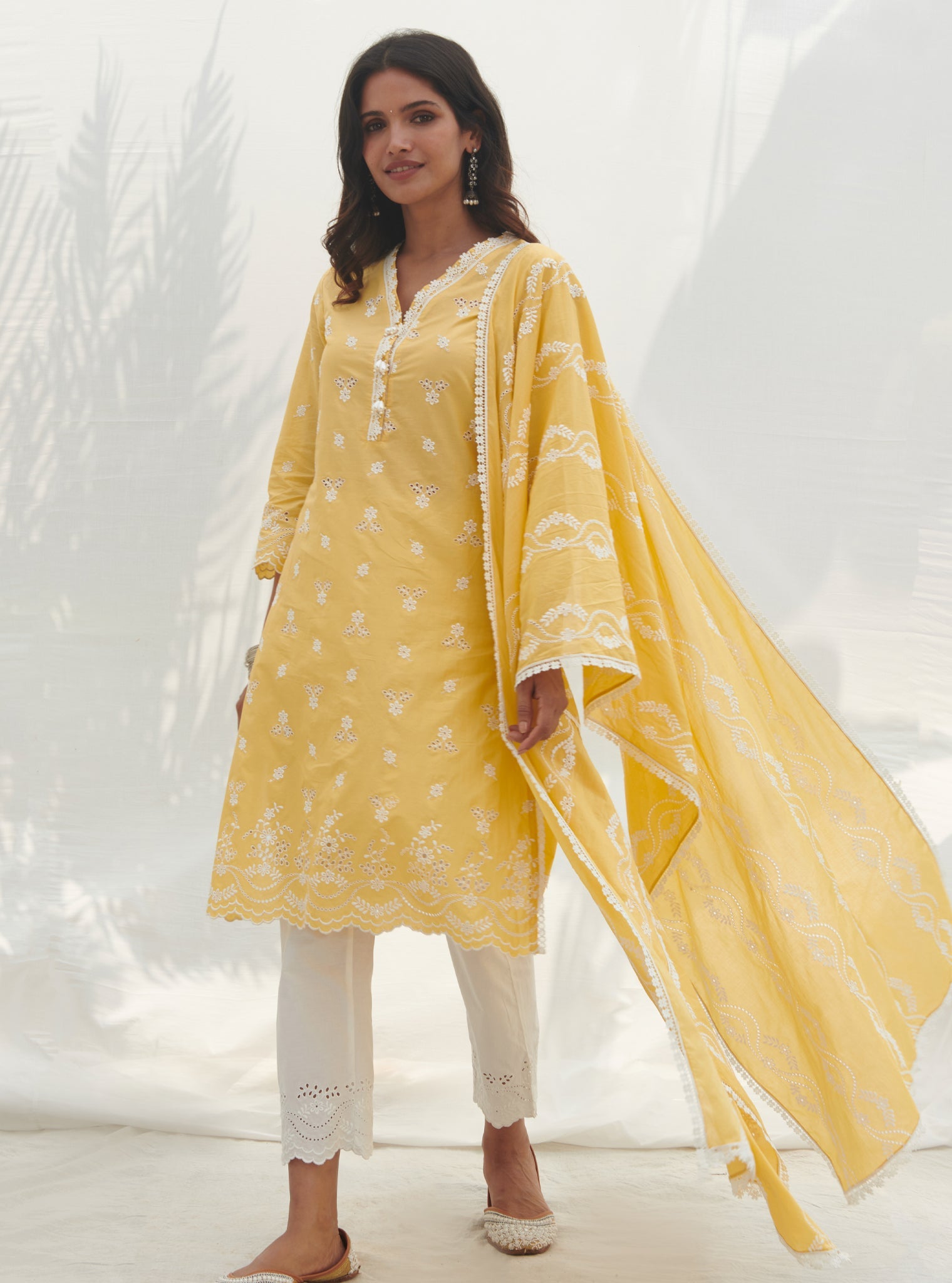 Satari Supima Cotton Yellow Kurta Set