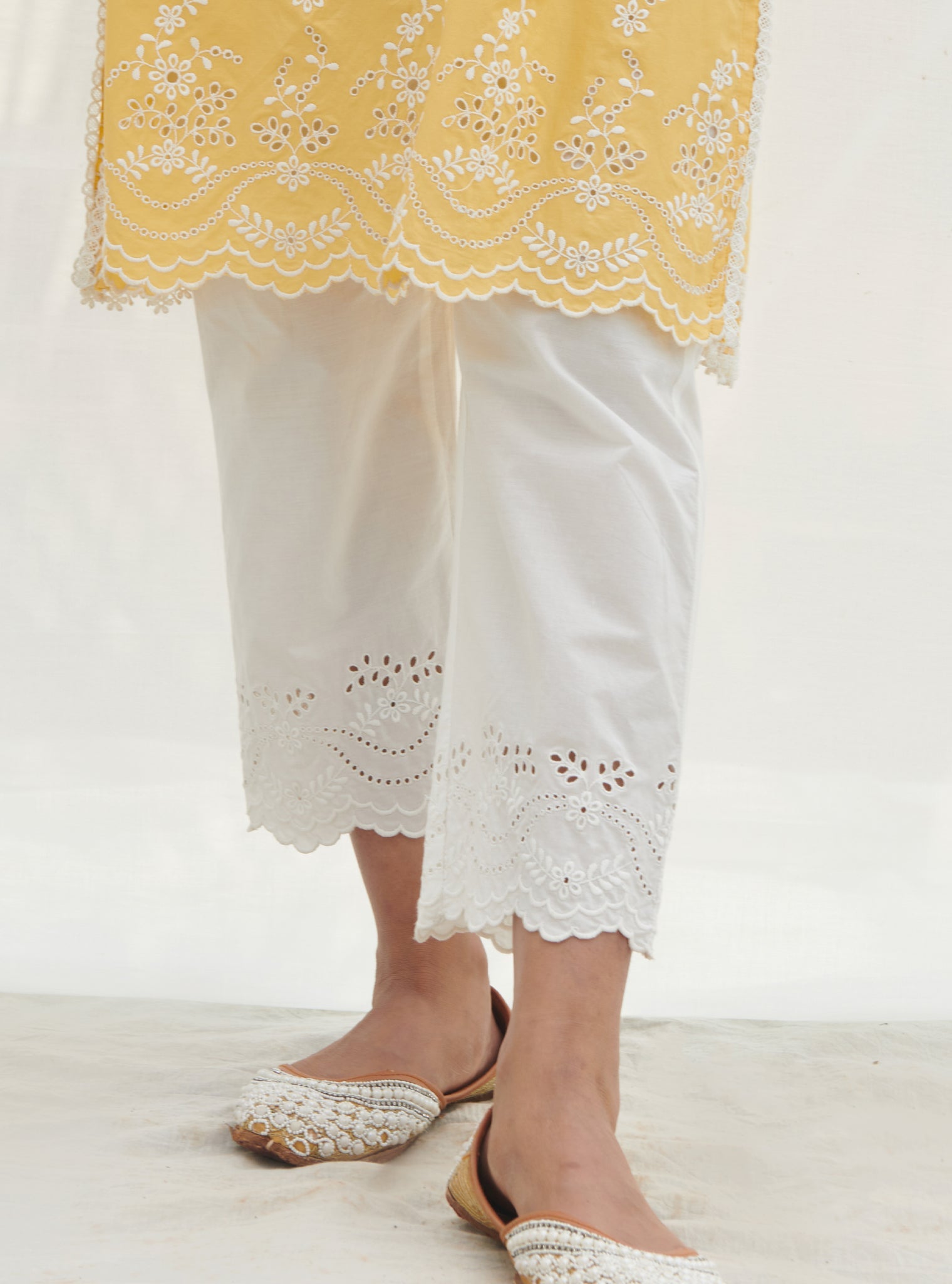 Mulmul Supima Cotton Satari Yellow kurta