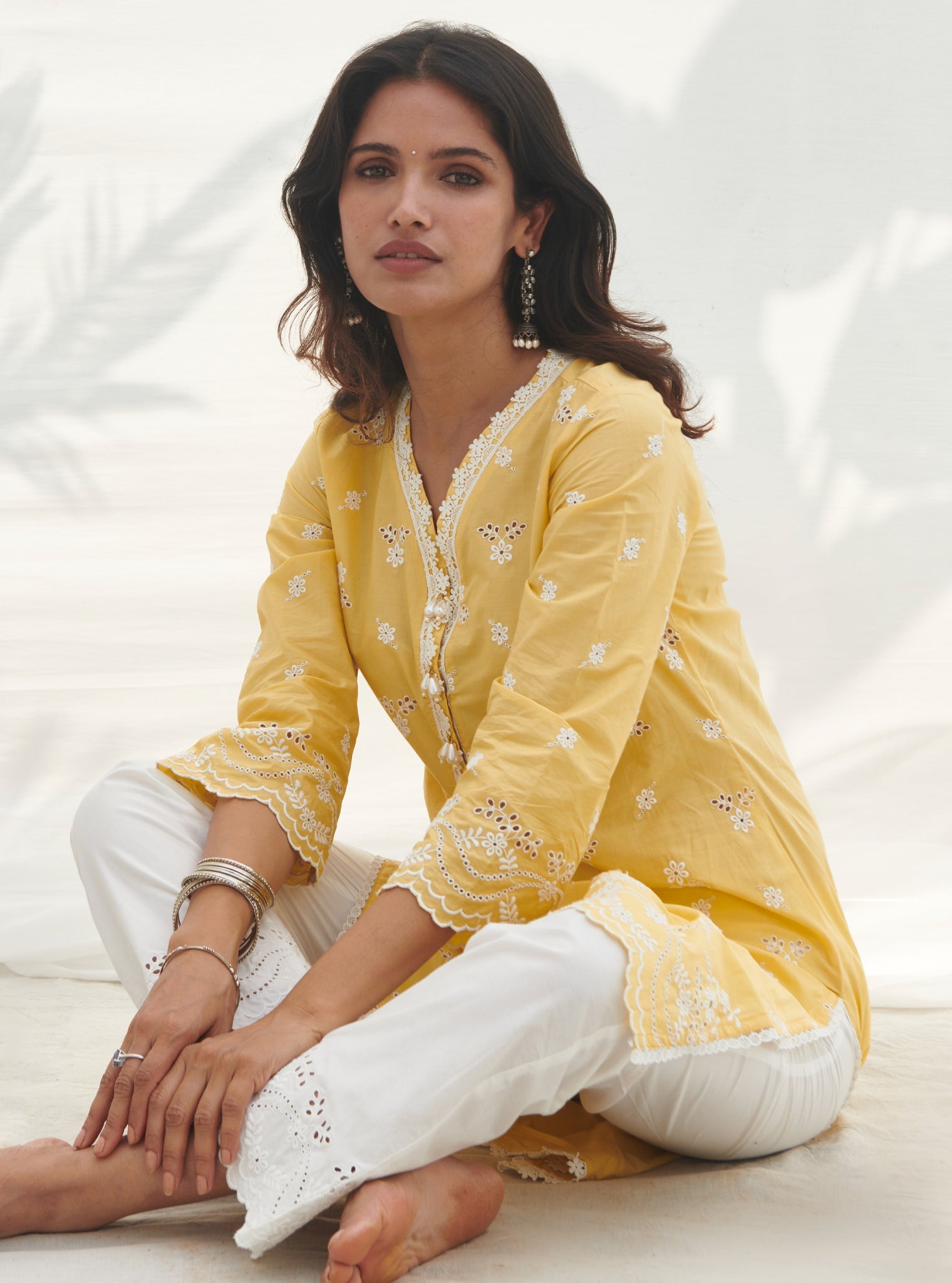 Mulmul Supima Cotton Satari Yellow kurta