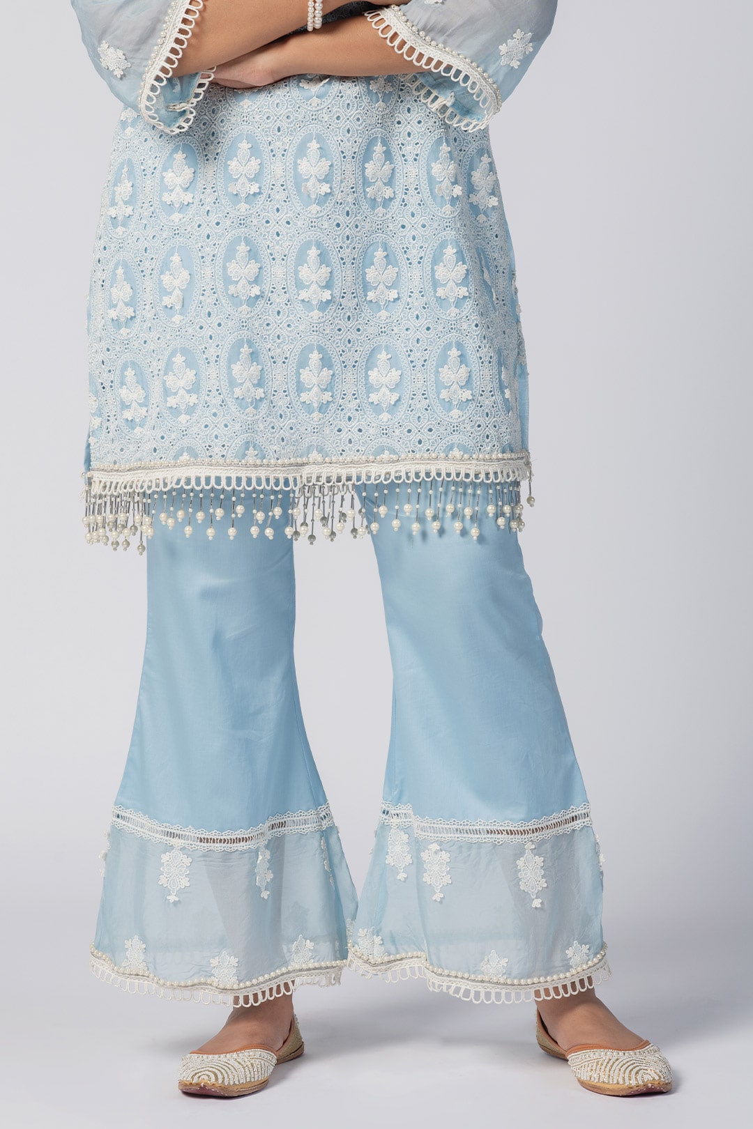 Savannah Tencel Luxe Organza Blue Kurta Set