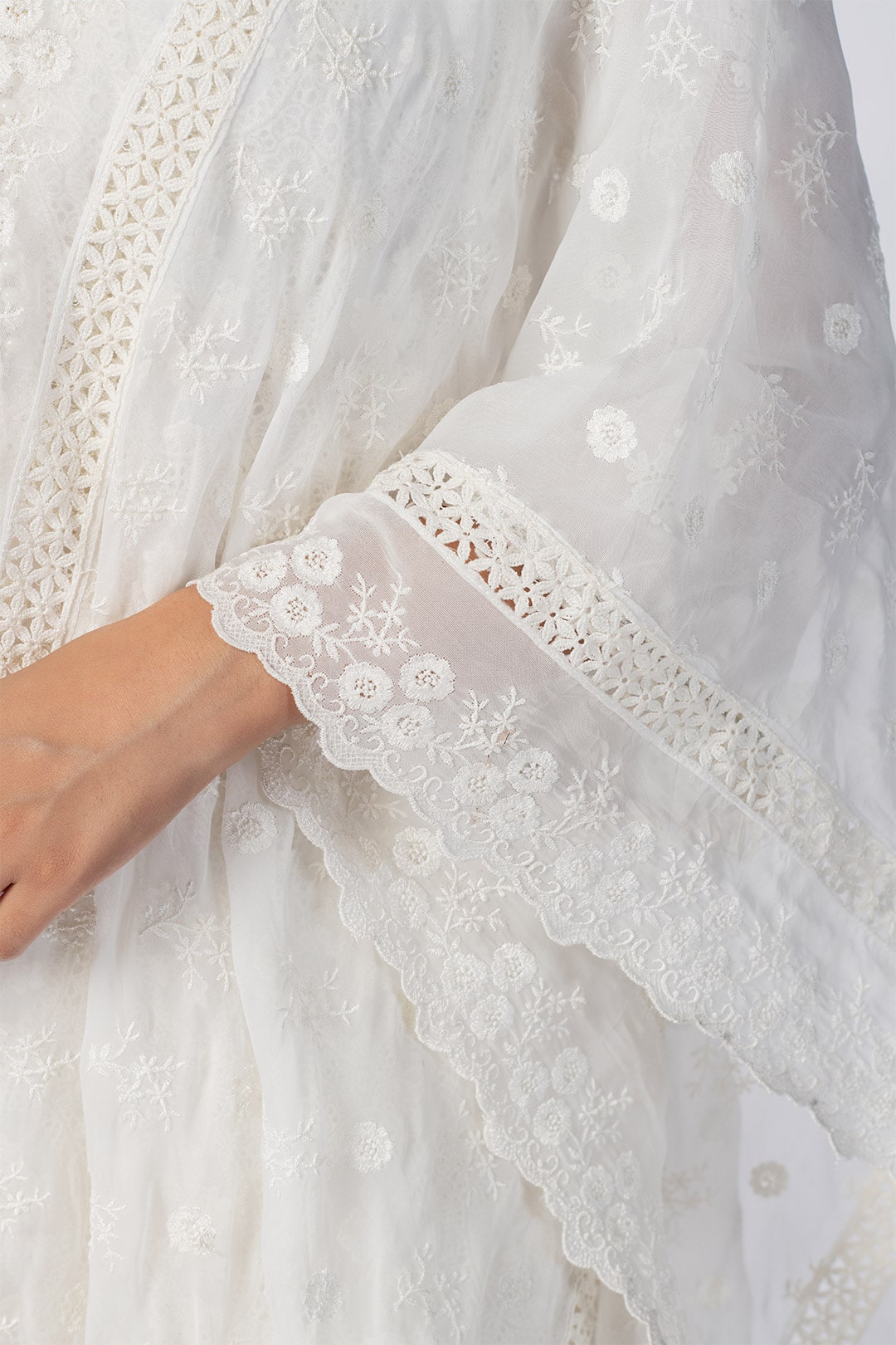 Savannah Tencel Luxe Organza Off White Kurta Set