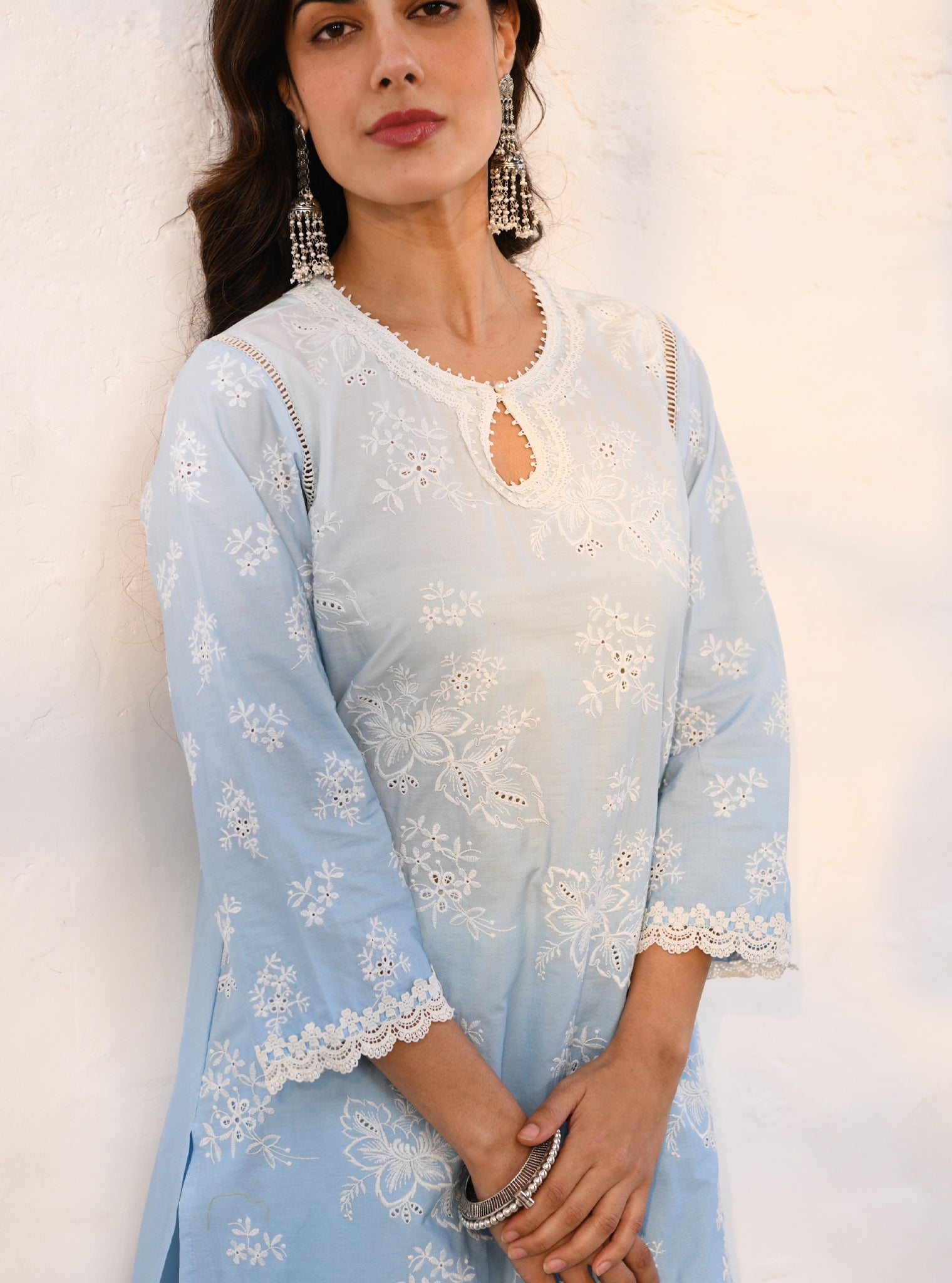 Savri Supima Cotton Blue Kurta Set