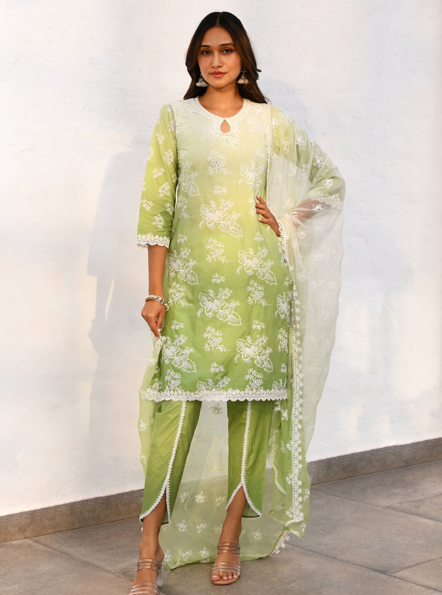Savri Supima Cotton Green Kurta Set