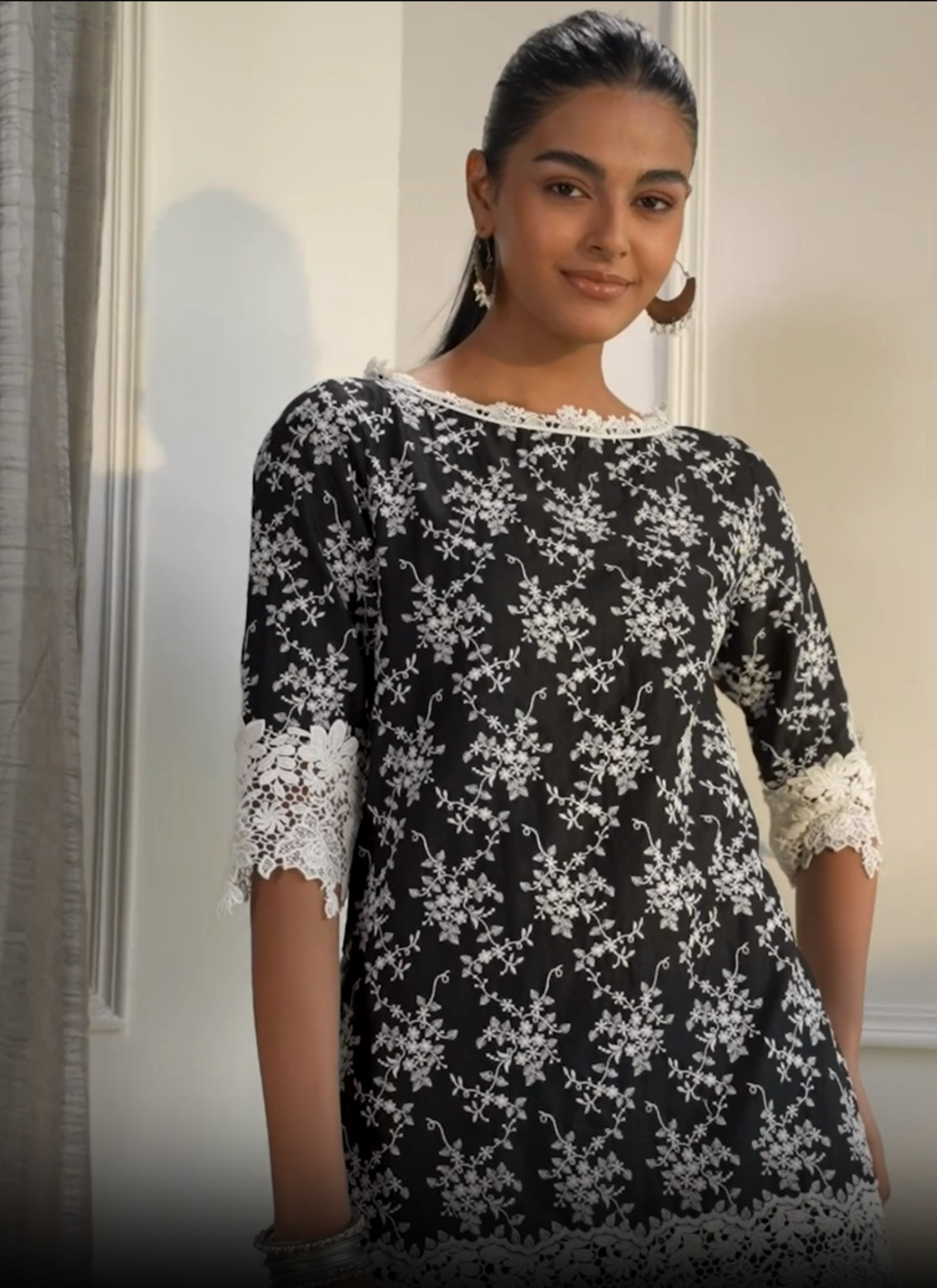 Paisley Pima Black Kurta Set