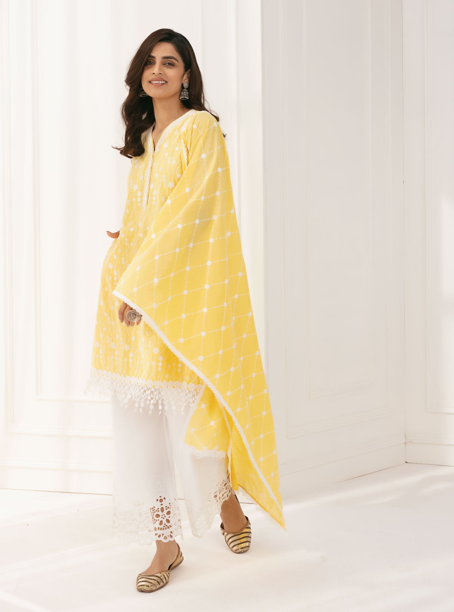 Seoni Supima Cotton Yellow Kurta with Palazzo Set