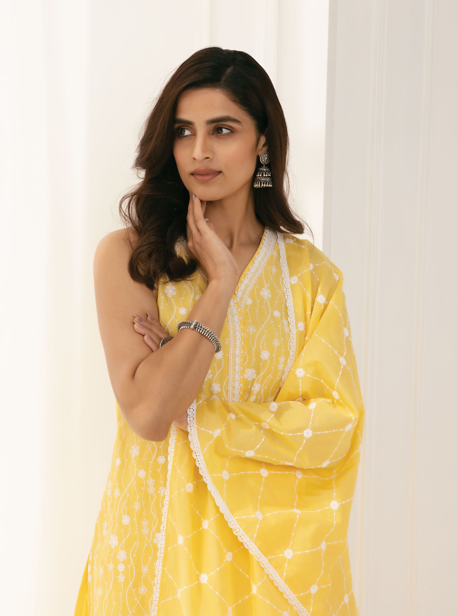 Seoni Supima Cotton Yellow Kurta with Palazzo Set