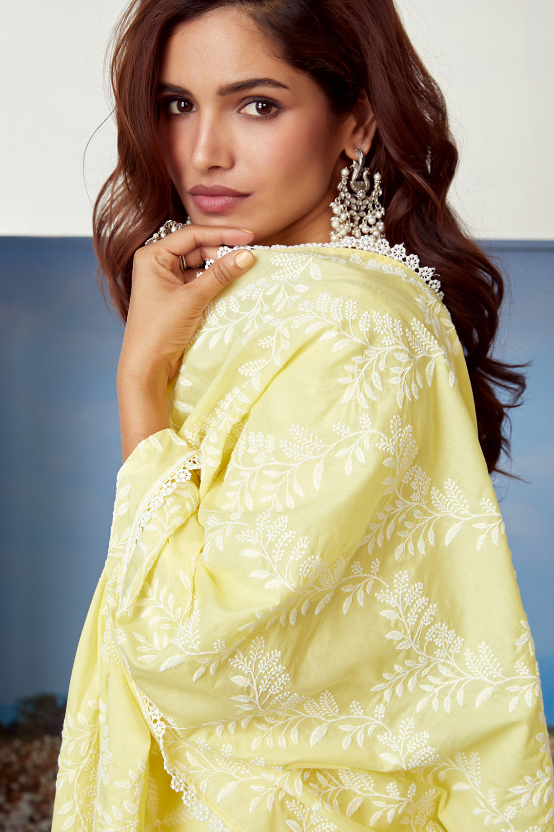 Mulmul Supima Cotton Dew Drop Light Yellow Kurta