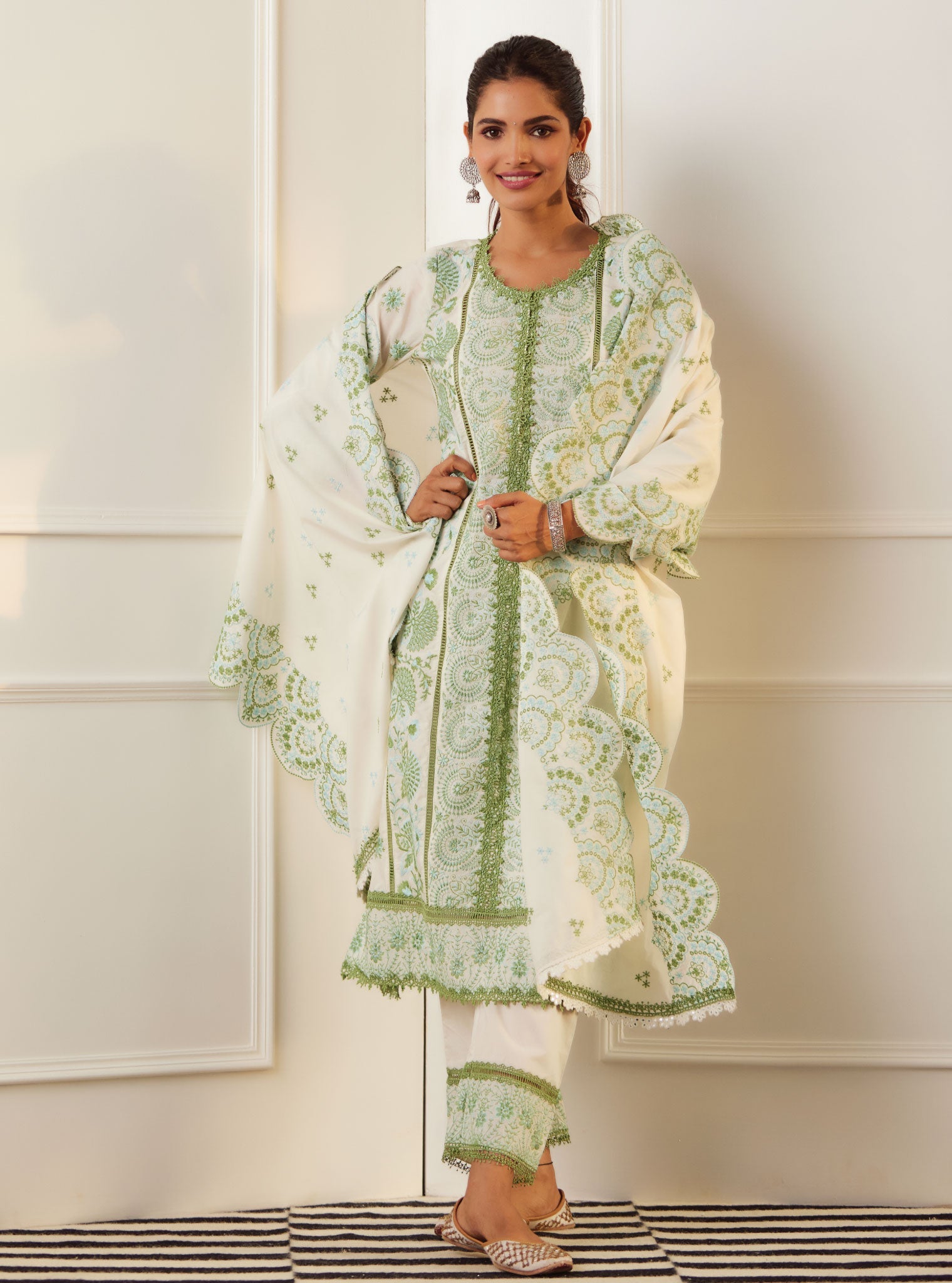 Soleil Supima Cotton White Kurta Set