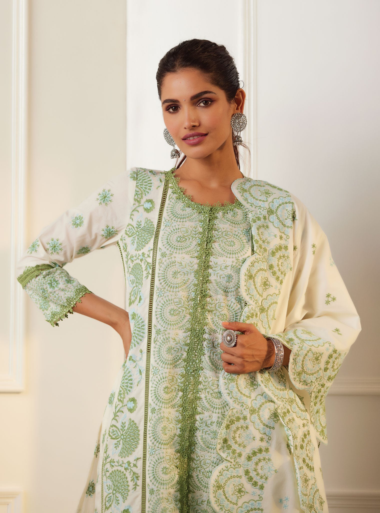 Soleil Supima Cotton White Kurta Set