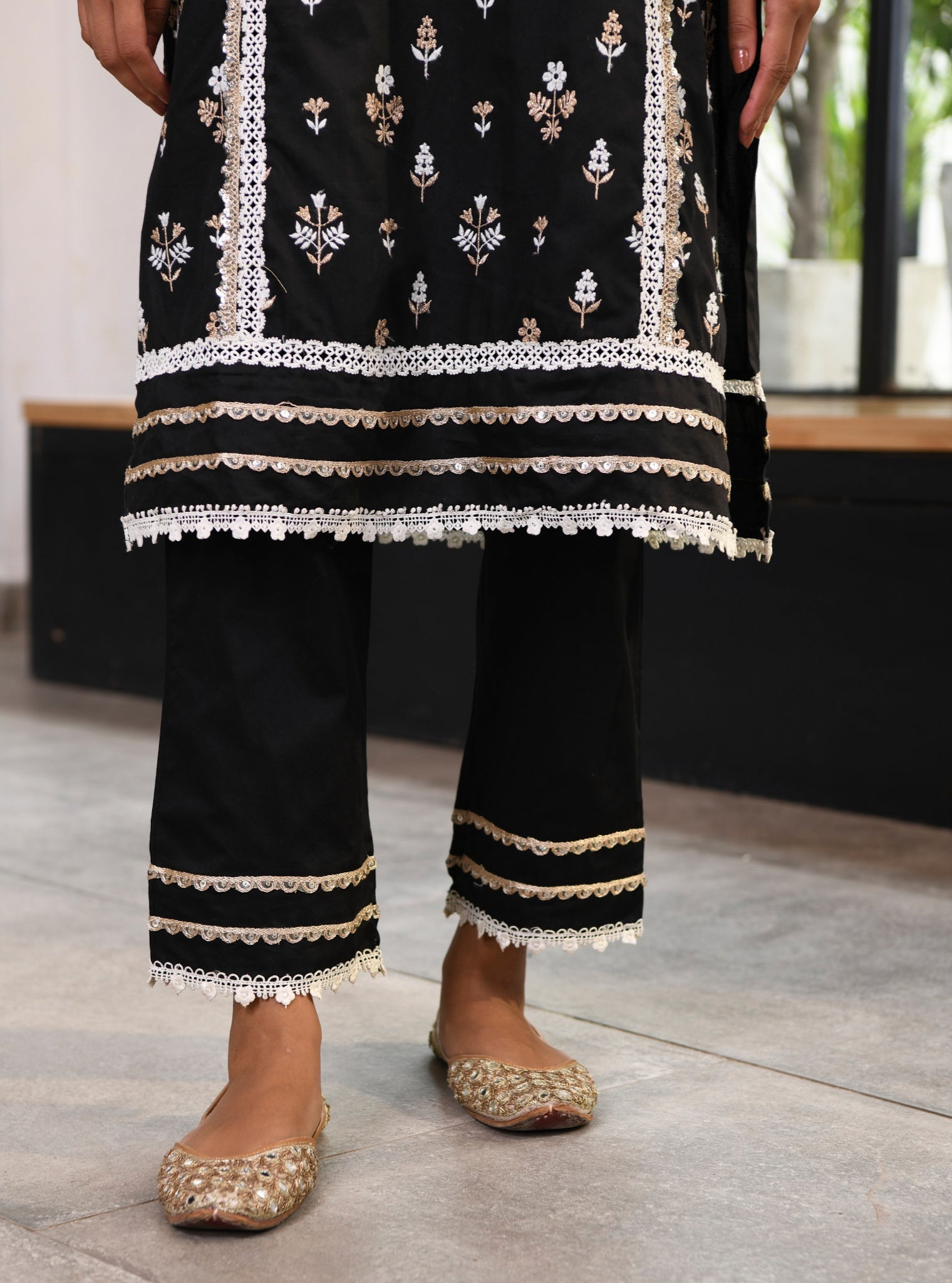 Sorrel Pima Black Kurta Set