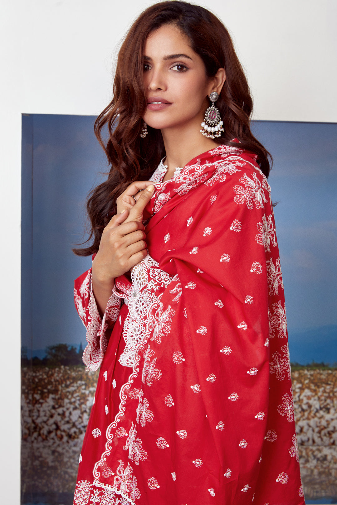 Brazen Supima Cotton Red Kurta with Sharara Set