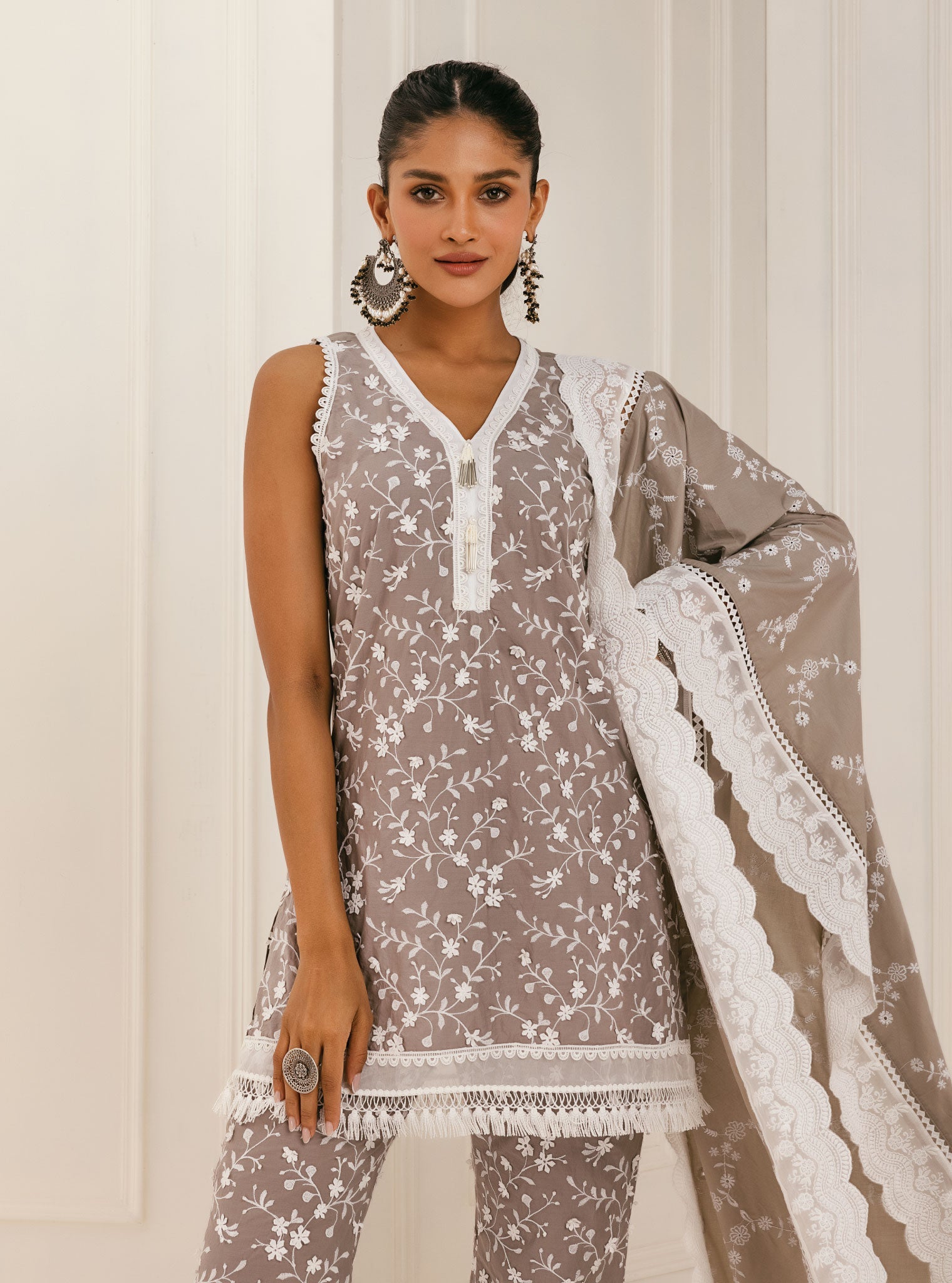 Spiti Supima Cotton Grey Kurta with Palazzo Set