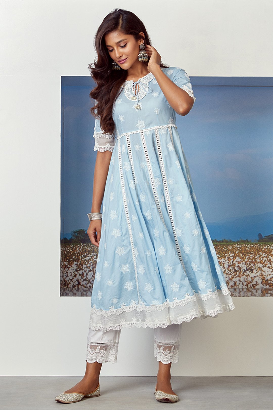 Star Gaze Supima Cotton Light Blue Kurta Set