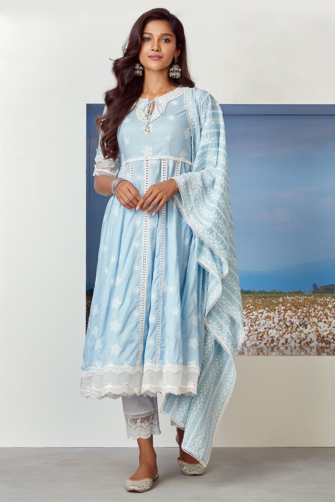 Star Gaze Supima Cotton Light Blue Kurta Set
