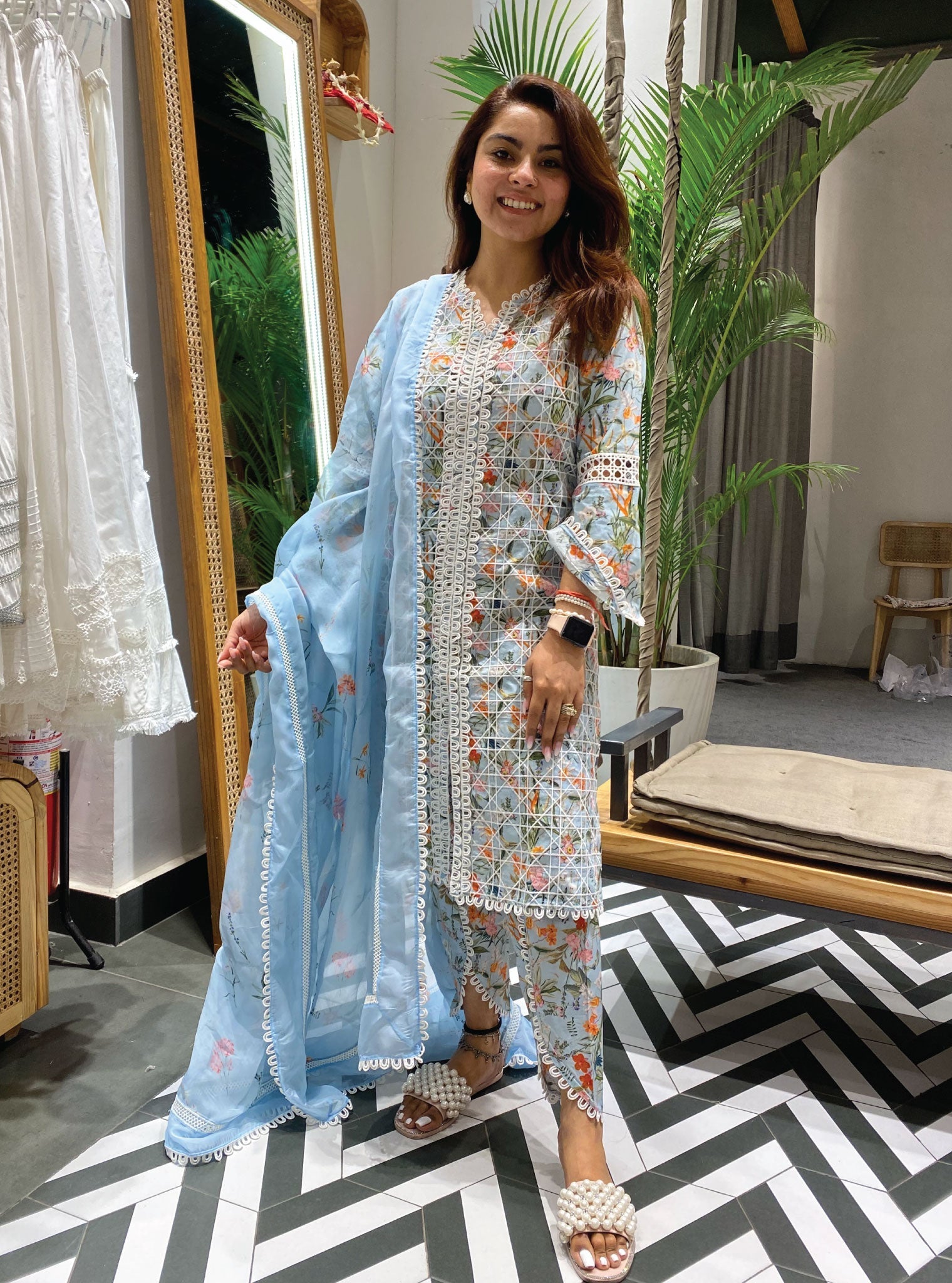 Corelli Supima Cotton Blue Kurta Set