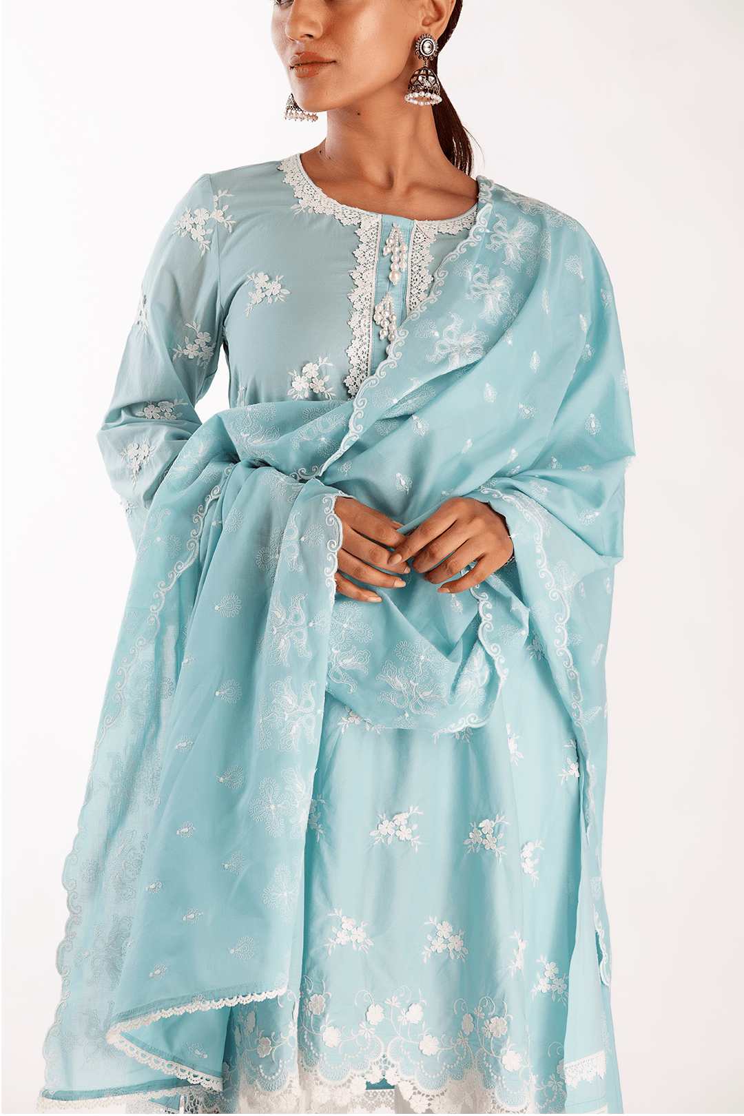 Mulmul Supima Cotton Stella Turquoise Kurta