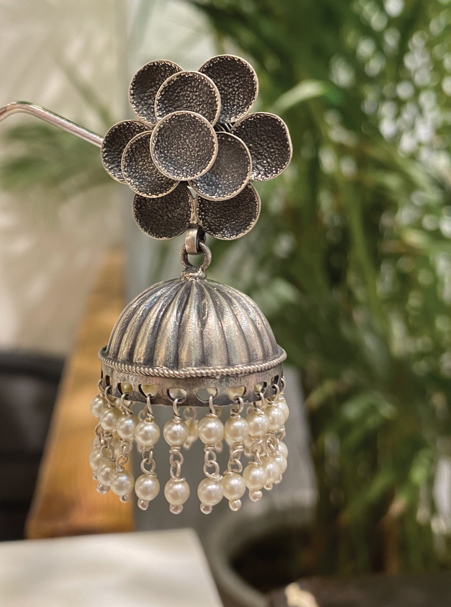 Pure Silver Sunflower Antique Earrings