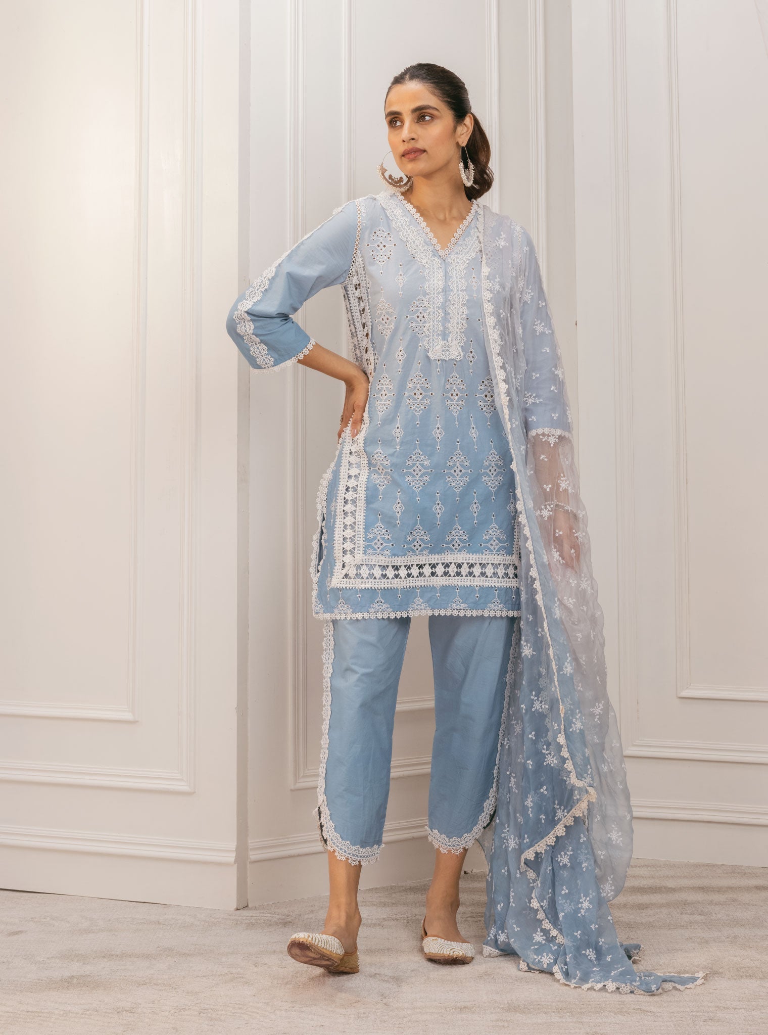 Suria Supima Cotton Blue Kurta Set