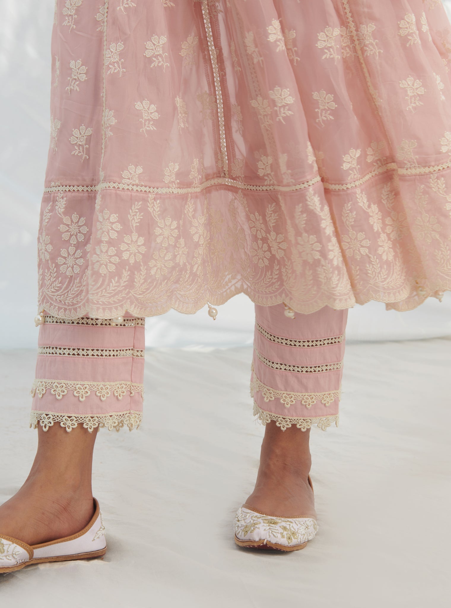 Surla Organza Pink Anarkali Kurta Set