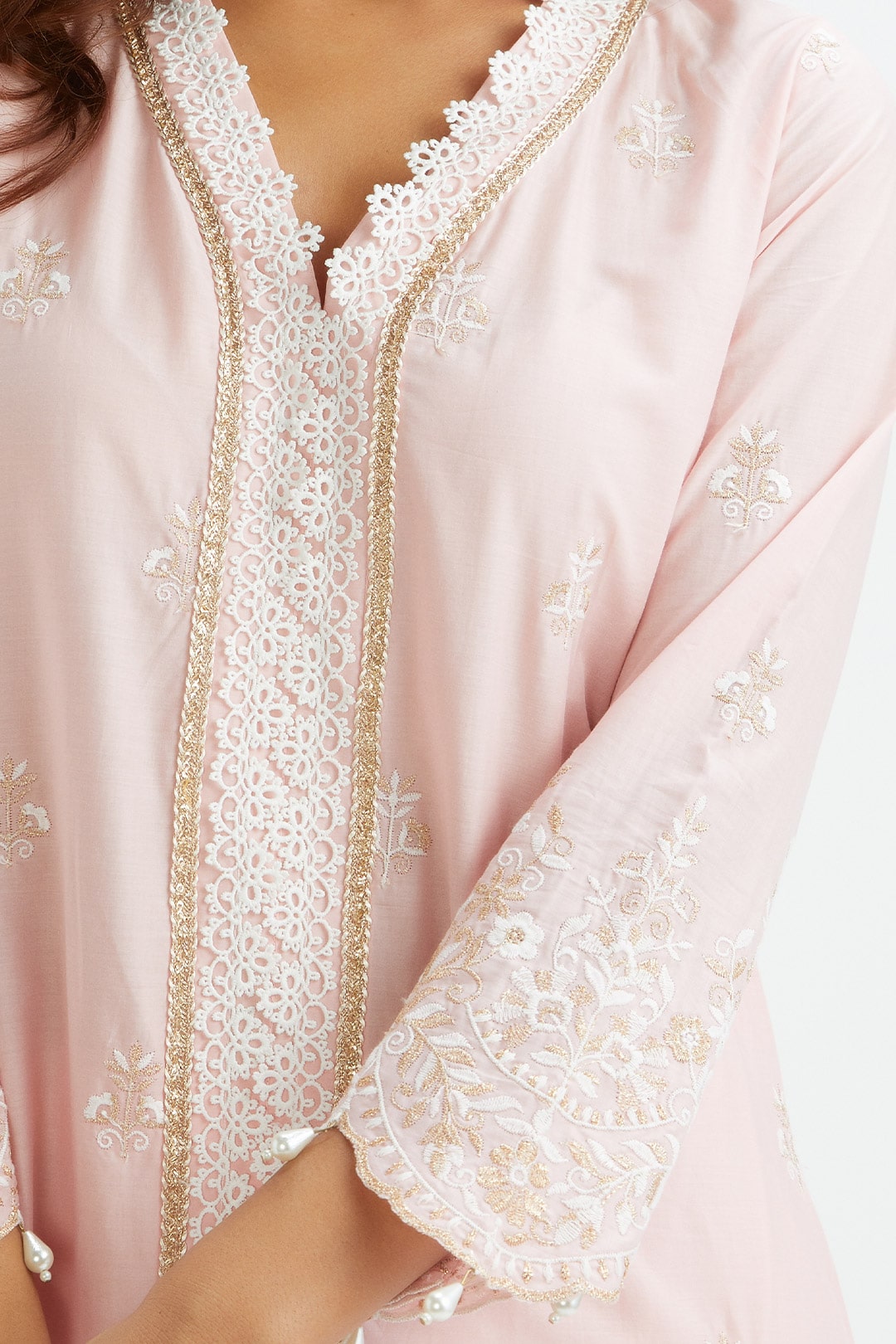 Swan Supima Cotton Pink Kurta Set