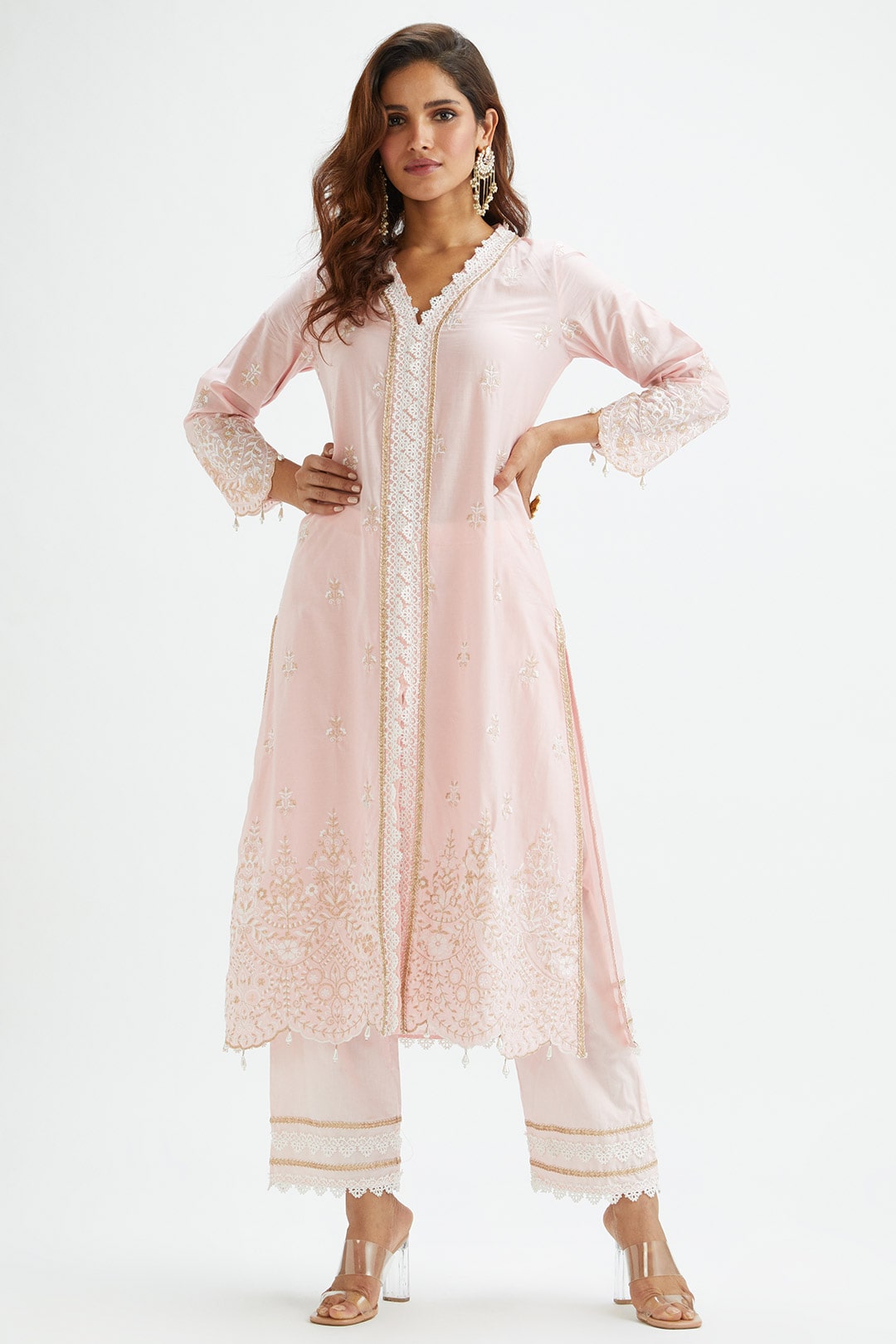 Swan Supima Cotton Pink Kurta Set
