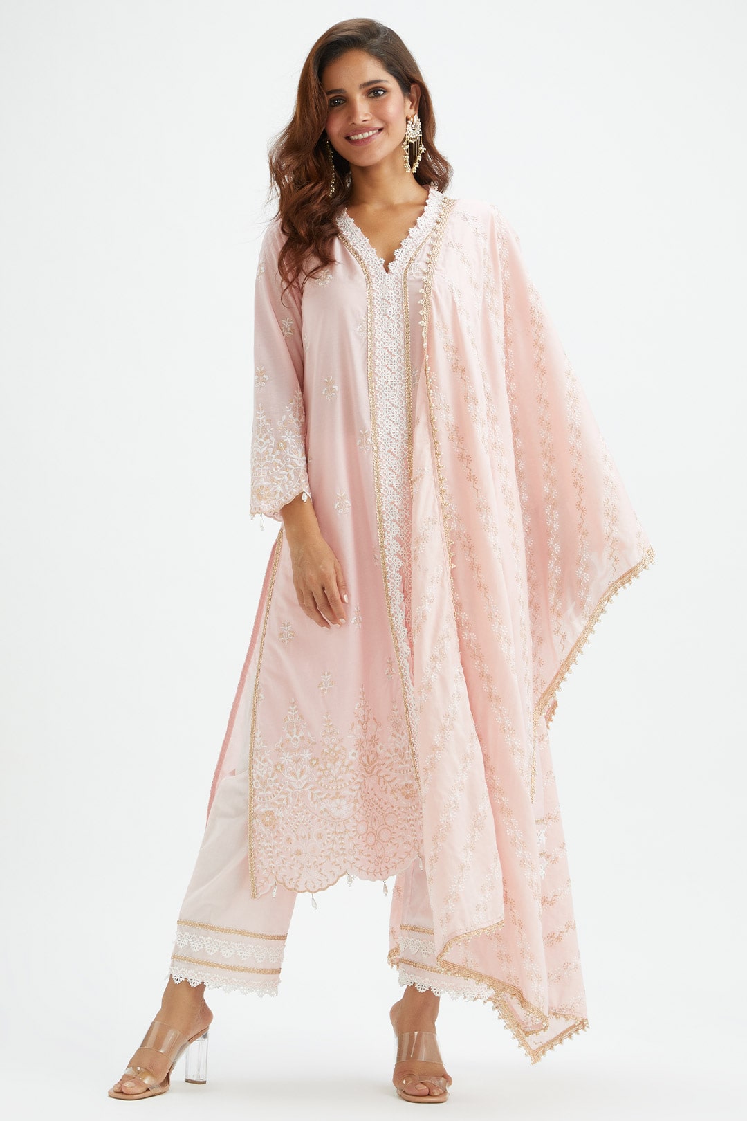 Swan Supima Cotton Pink Kurta Set