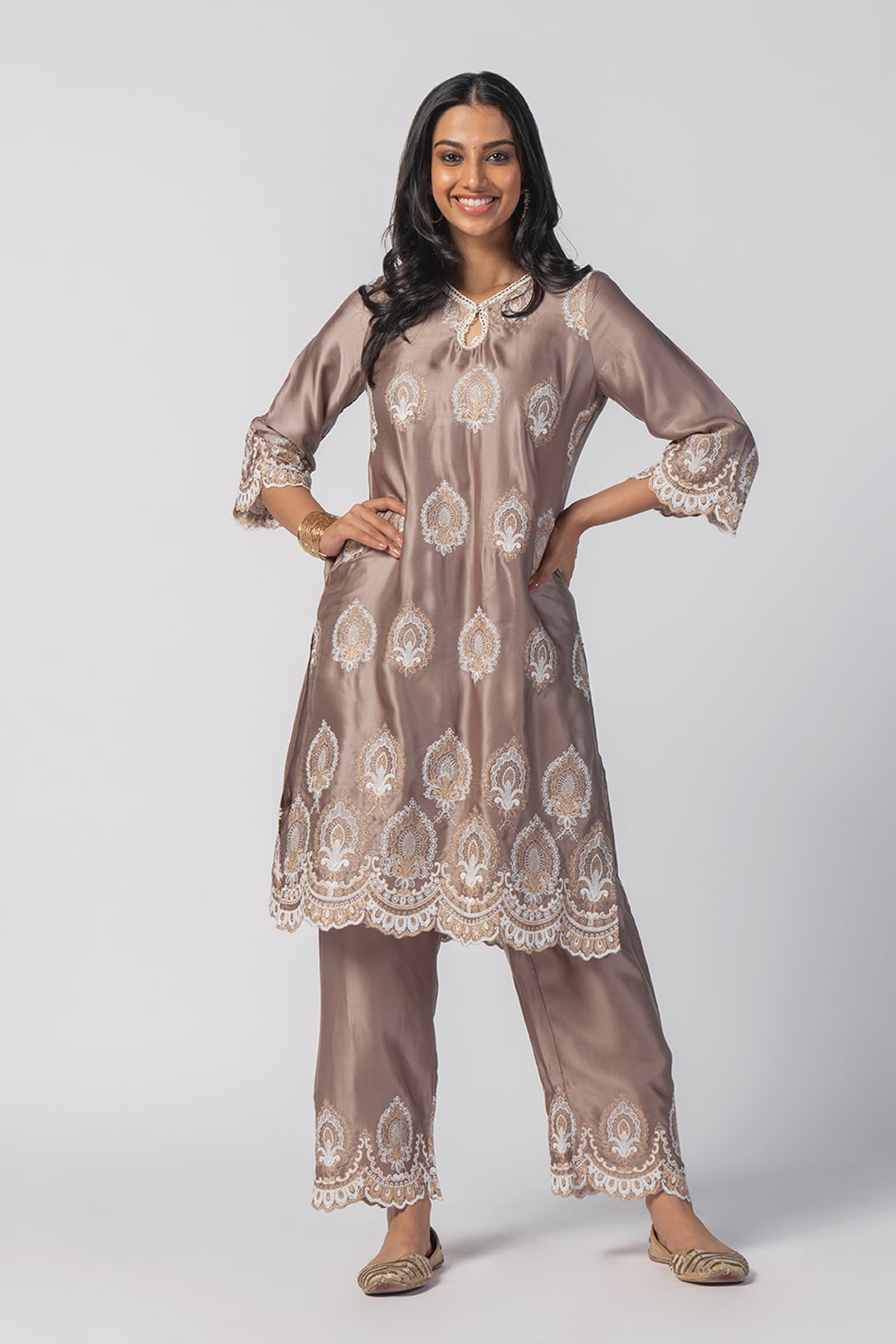 Sydney Cupro Silk Grey Kurta Set