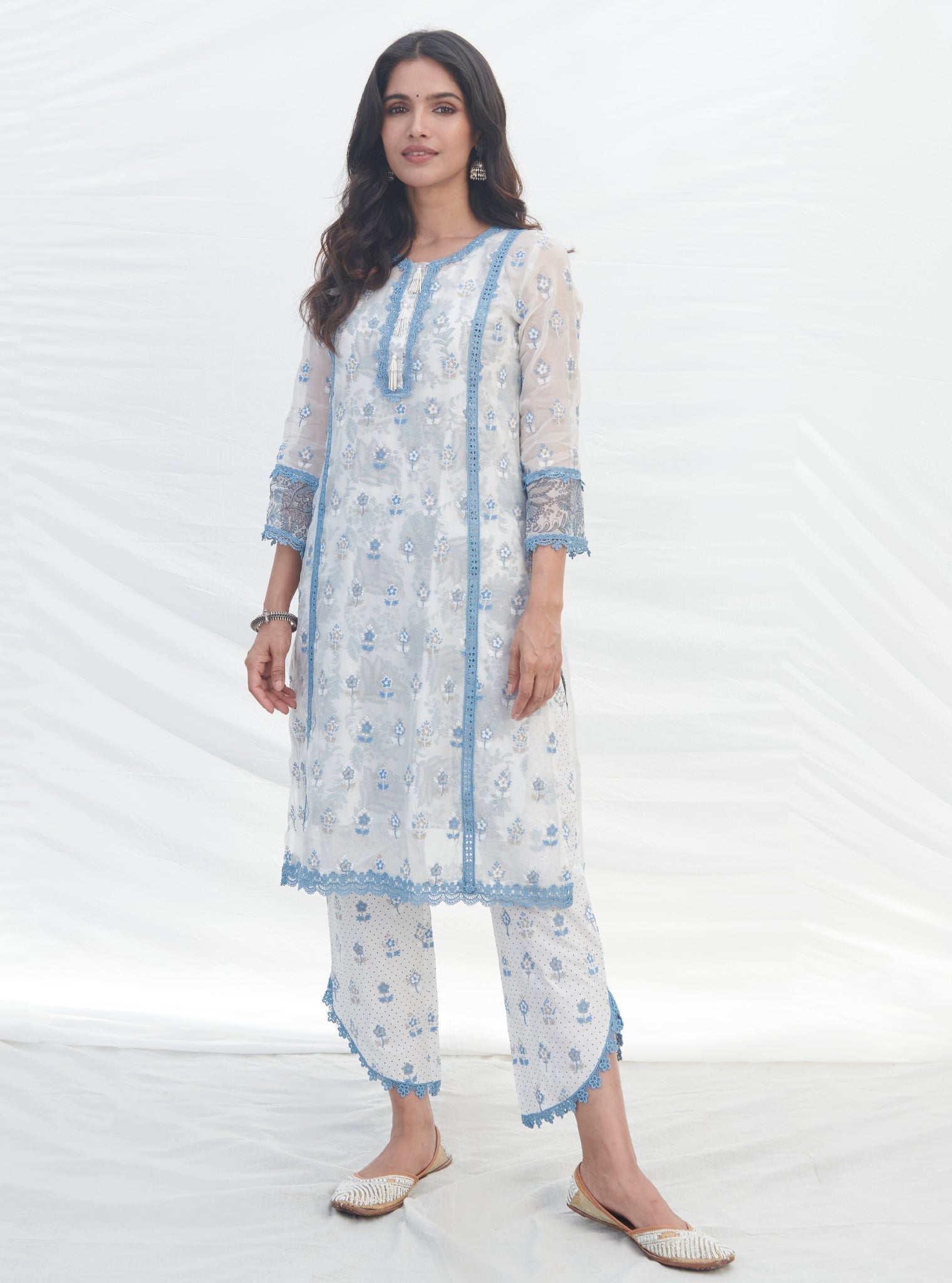 Terra Organza Blue Kurta Set