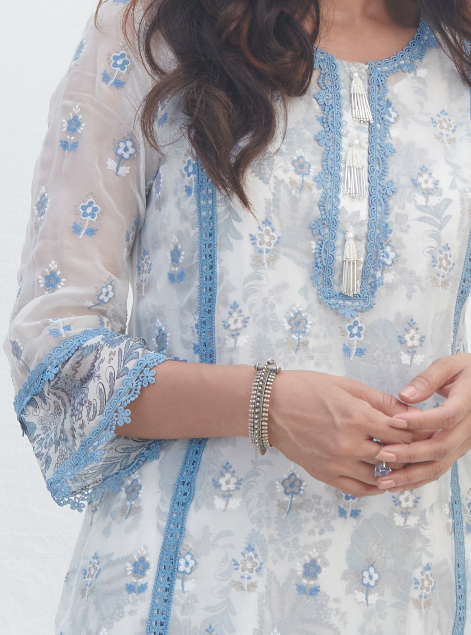 Terra Organza Blue Kurta Set