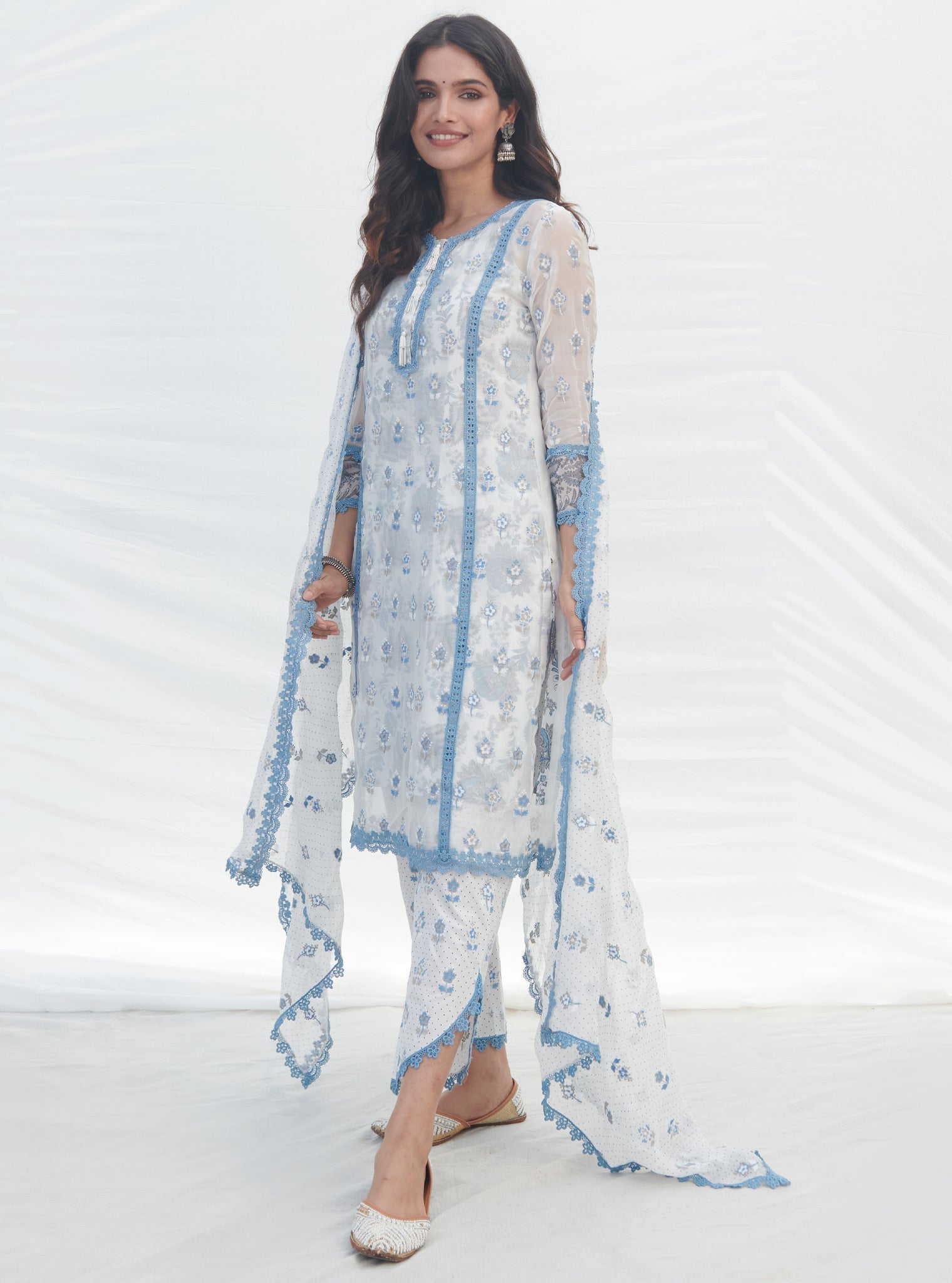 Terra Organza Blue Kurta Set