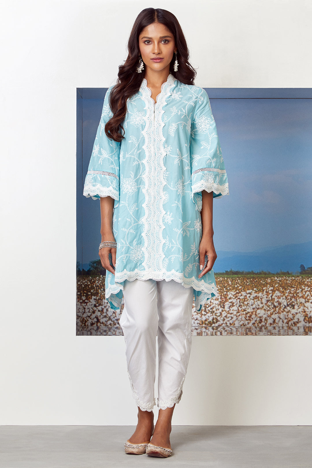 Mulmul Supima Cotton Tiffany Turq Kurta